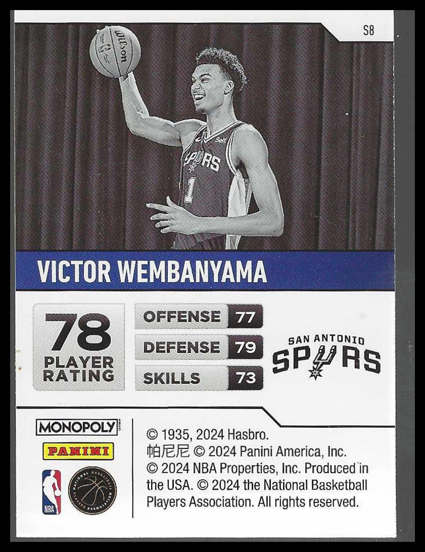 2023-24 Panini Prizm Monopoly #S8 Victor Wembanyama Starter Deck Spurs RC