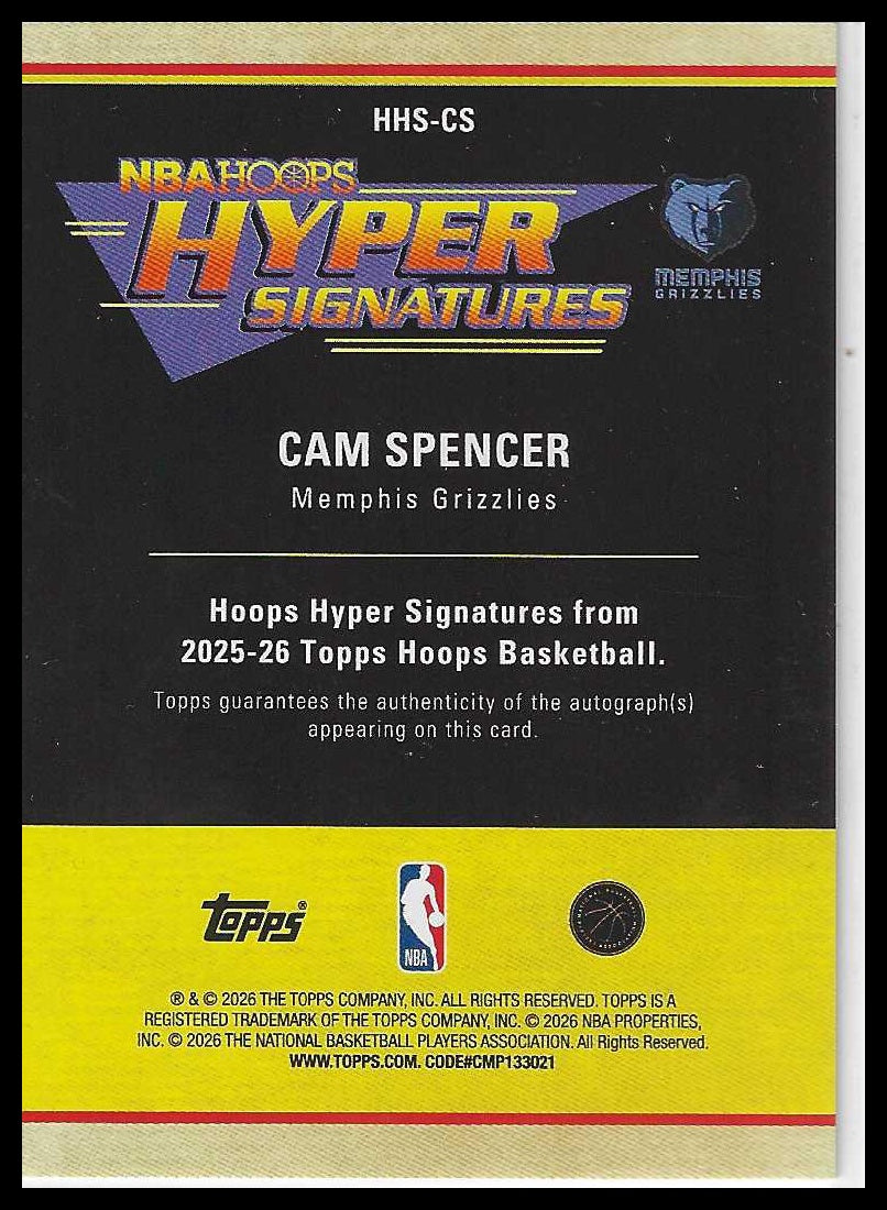 2025-26 NBA Hoops Hyper Signatures #HHS-CS Cam Spencer