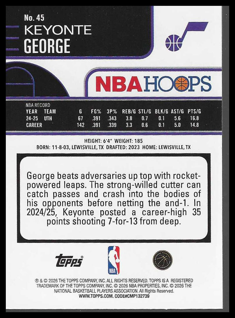 2025-26 Hoops #45 Keyonte George