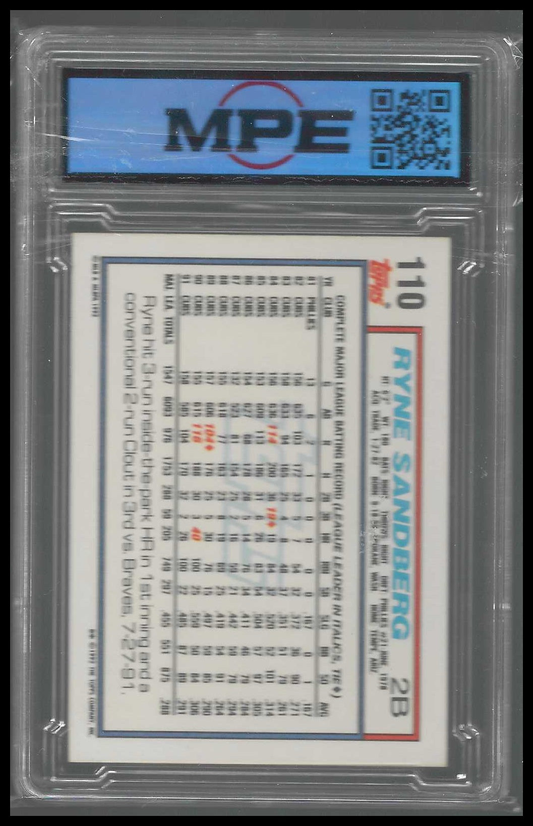 1992 Topps #110 Ryne Sandberg MPE 9