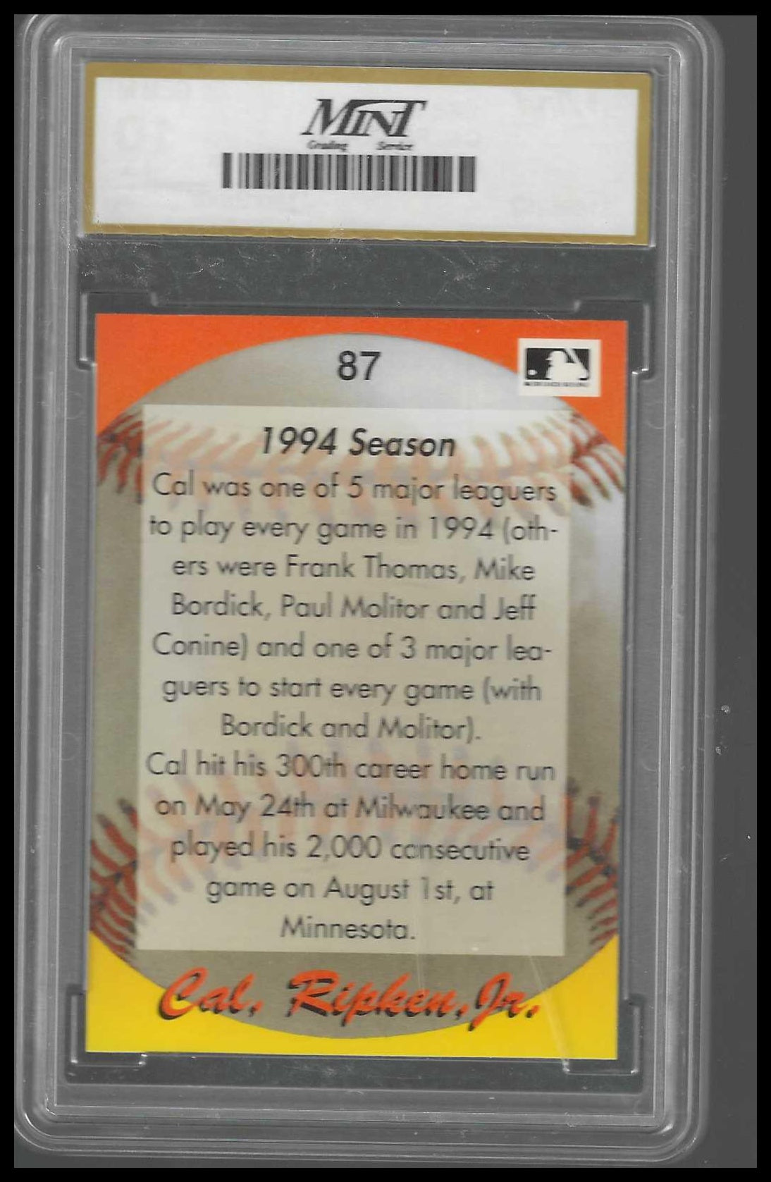 1995 Star Cal Ripken, Jr. 110 #87 Cal Ripken Jr. MNT 10