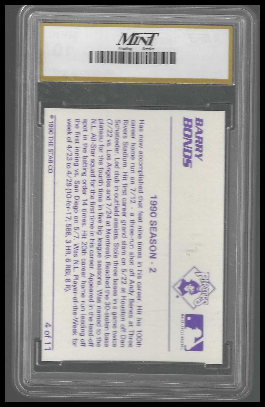 1990 Star Barry Bonds Error #4 Bobby Bonds MINT 10