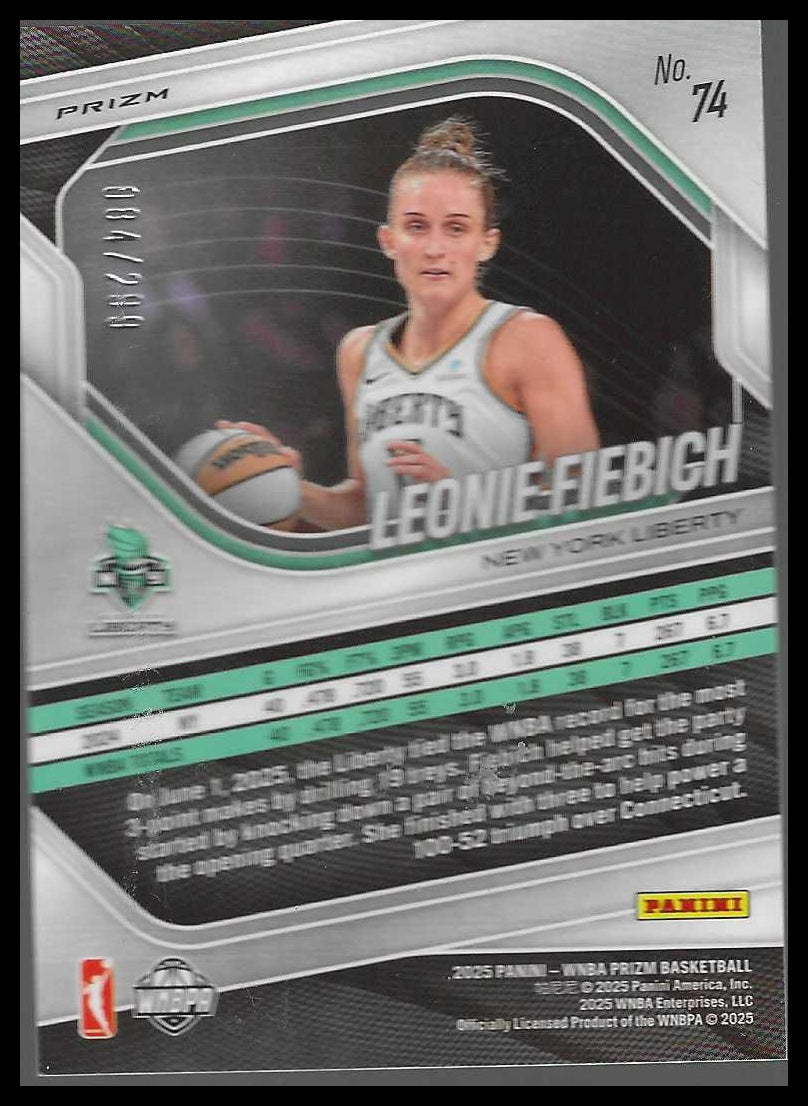2025 Panini Prizm WNBA Red Pulsar Prizms #74 Leonie Fiebich