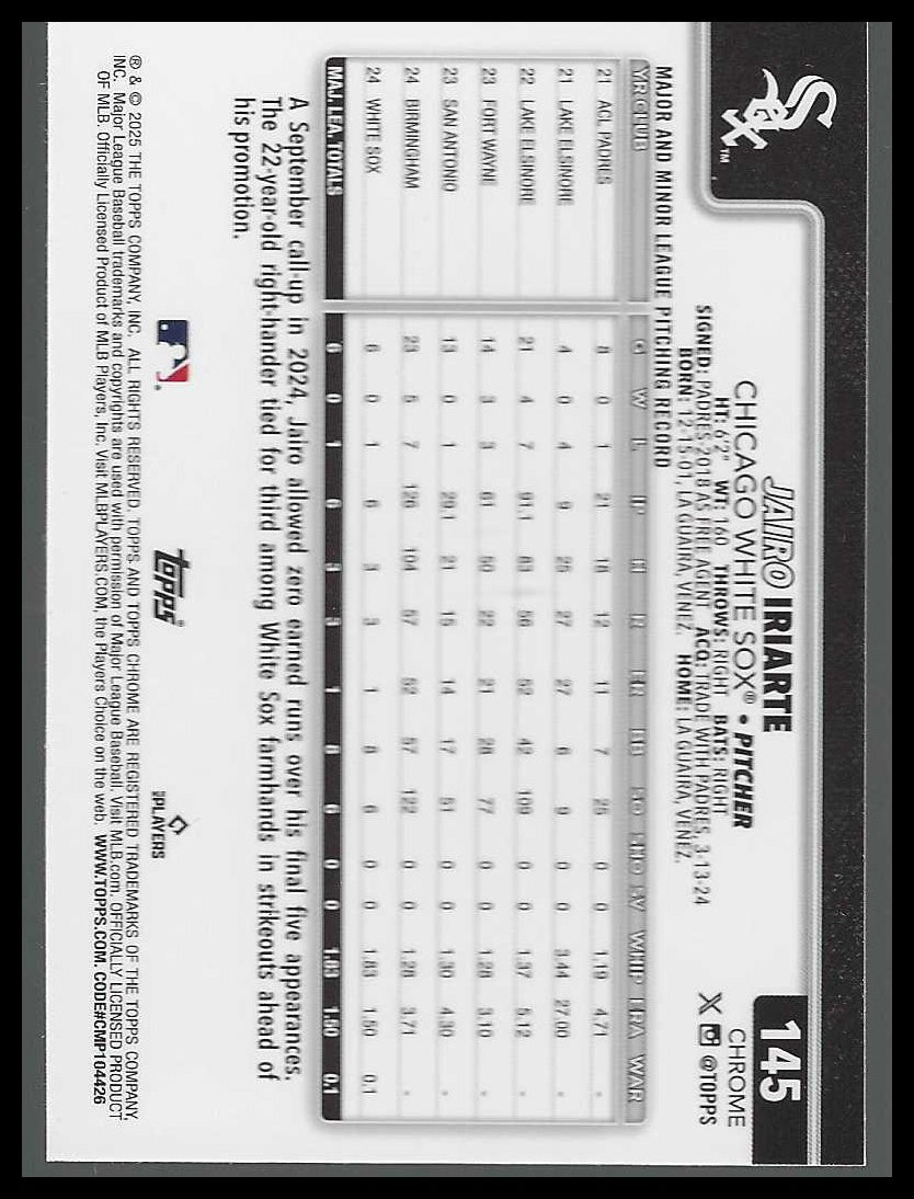 2025 Topps Chrome #145 Jairo Iriarte Rookie
