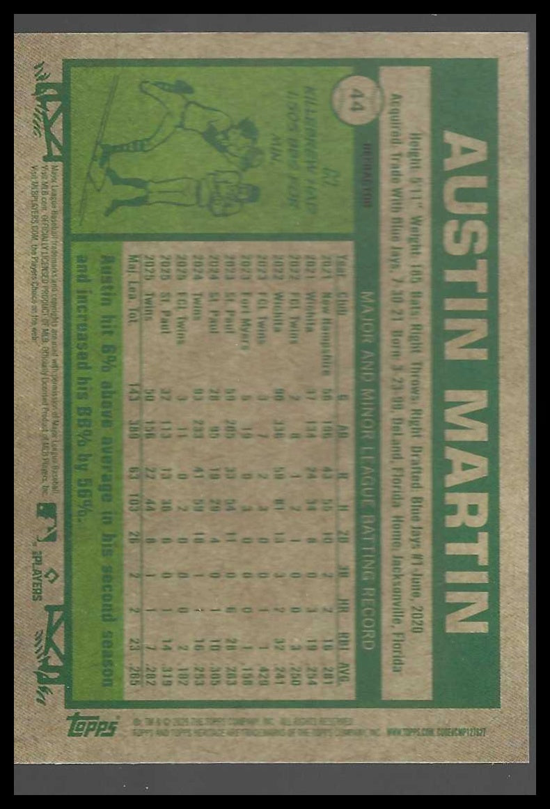 2026 Topps Heritage Chrome Refractors #44 Austin Martin
