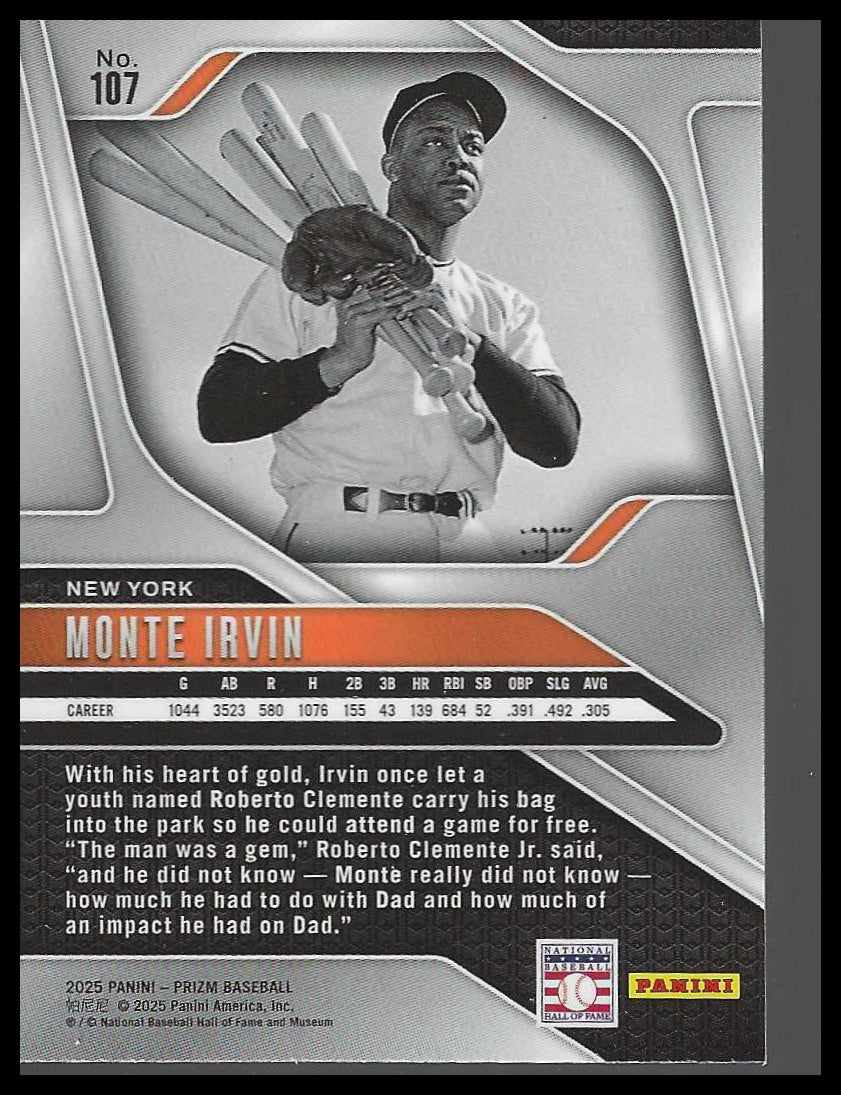 2025 Panini Prizm #107 Monte Irvin