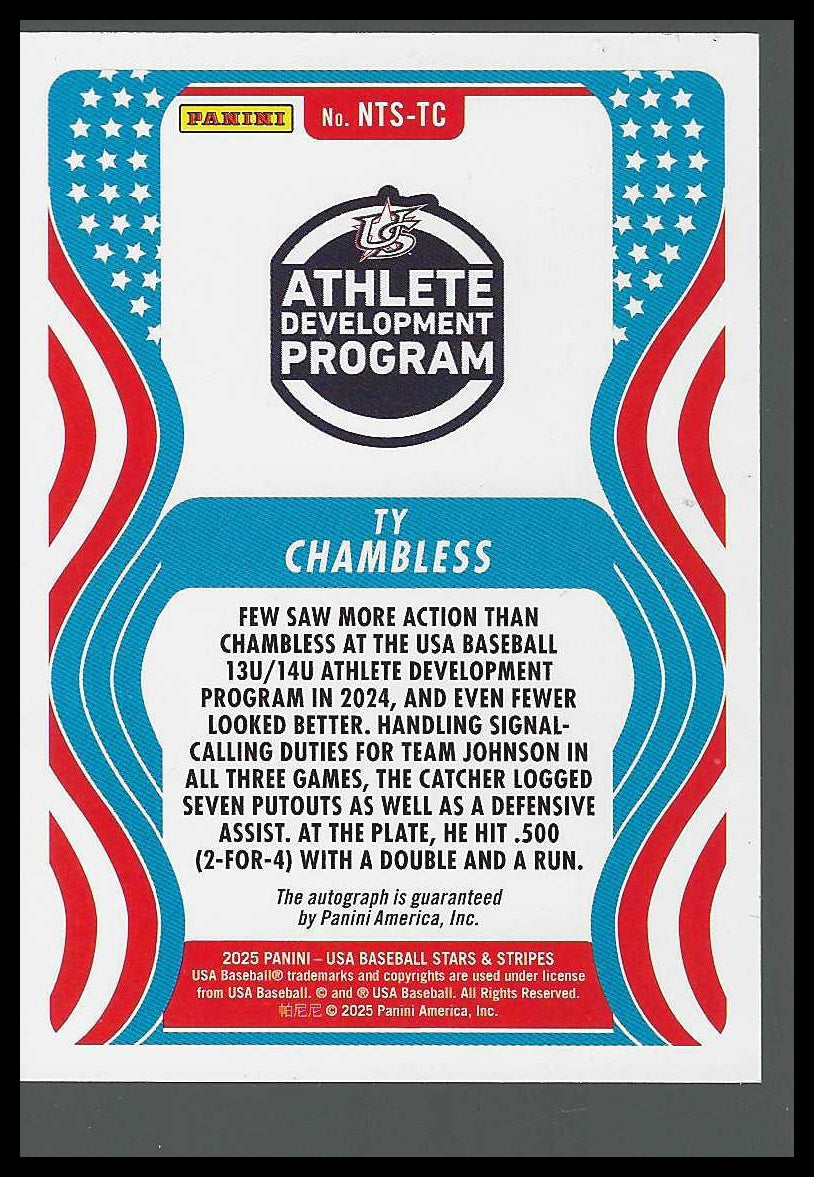 2025 Panini USA Baseball 13U/14U Nat Team Signatures #NTS-TC Ty Chambless