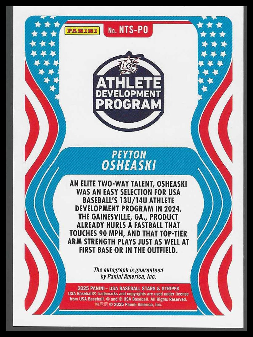 2025 Panini USA Baseball 13U14U Nat Team Signatures #NTS-PO Peyton Osheaski
