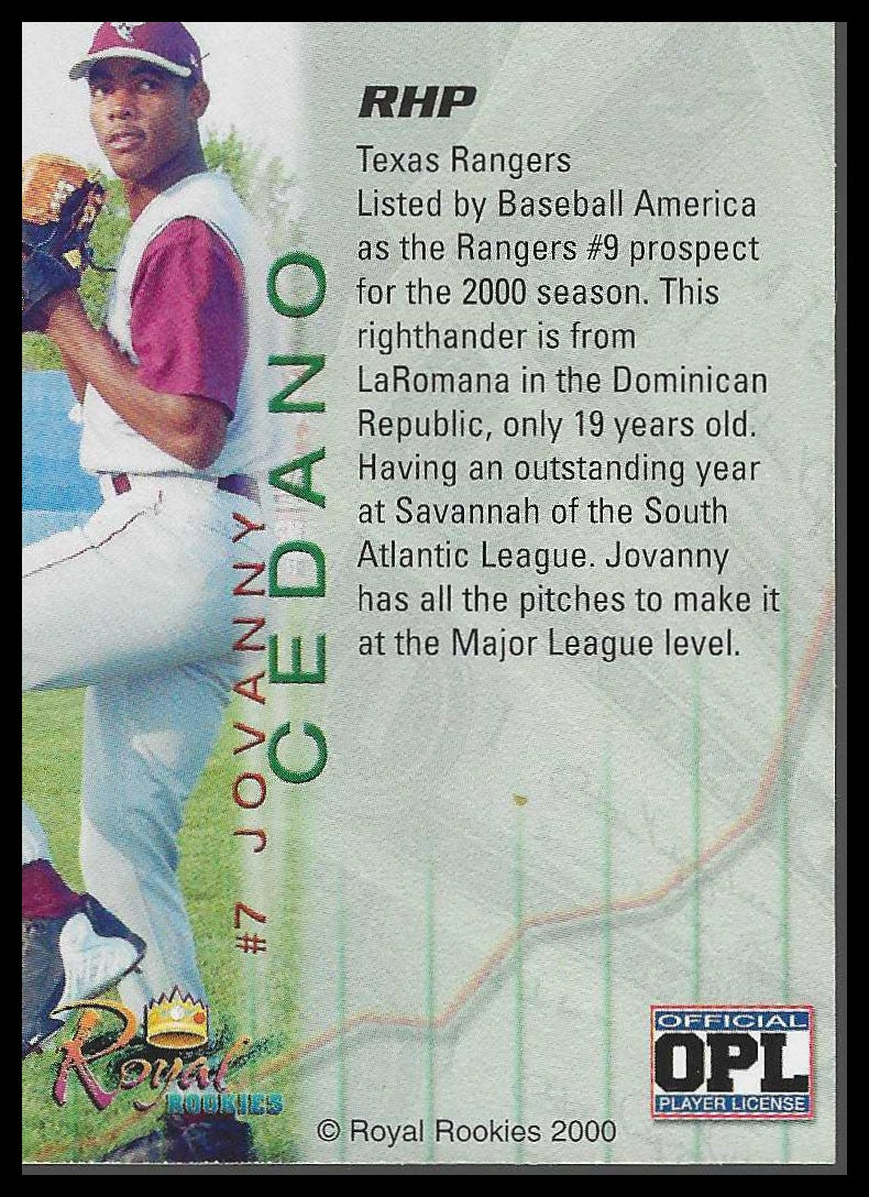 2000 Royal Rookies Futures Autographs #7 Jovanny Cedeno