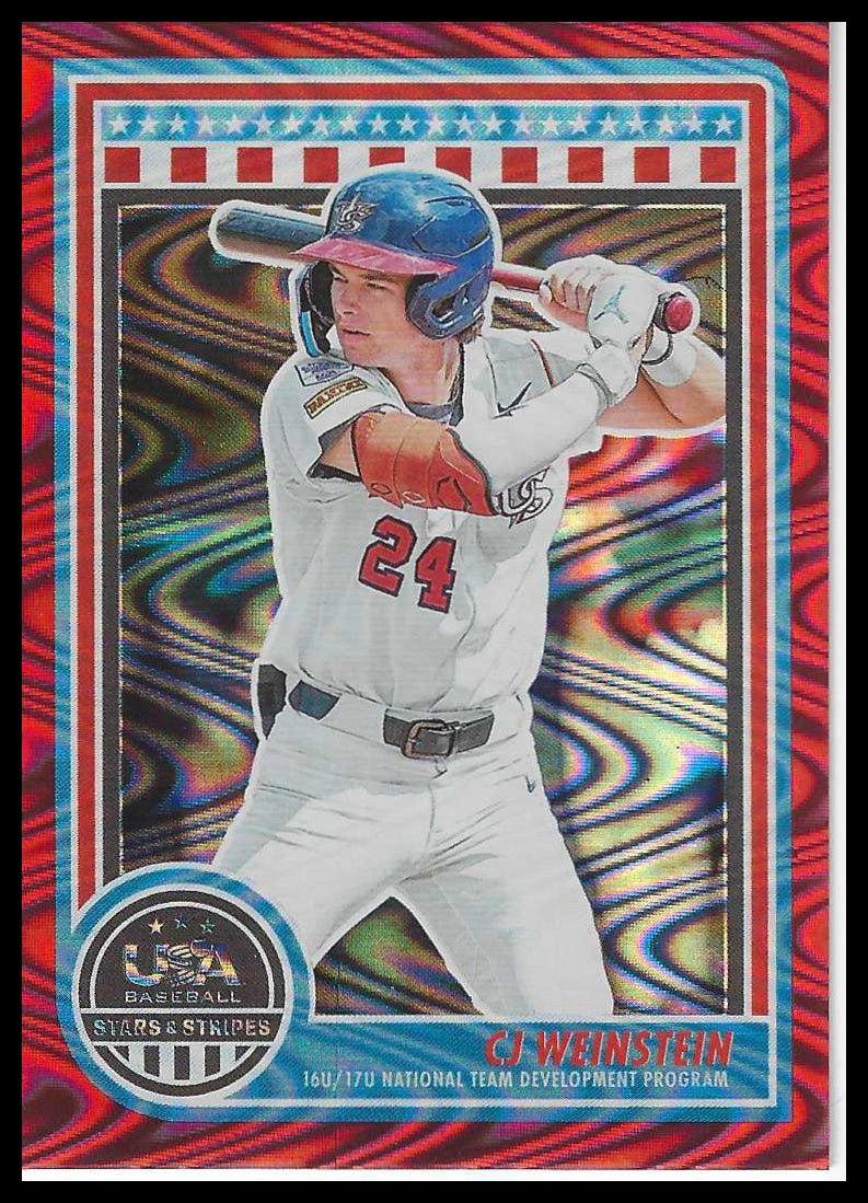 2025 Panini Stars & Stripes USA Baseball Red Swirl #142 CJ Weinstein #028/249