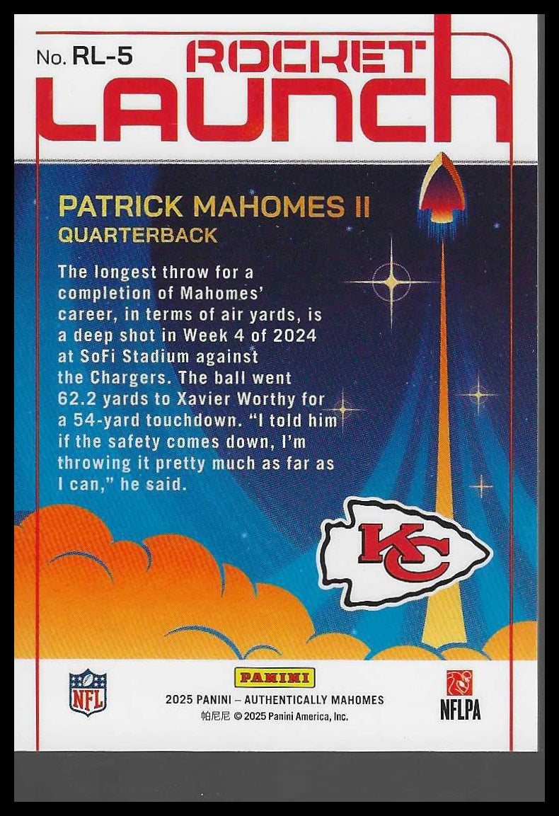 2025 Panini Icon Collection Authentically PATRICK MAHOMES II Rocket Launch #RL-5