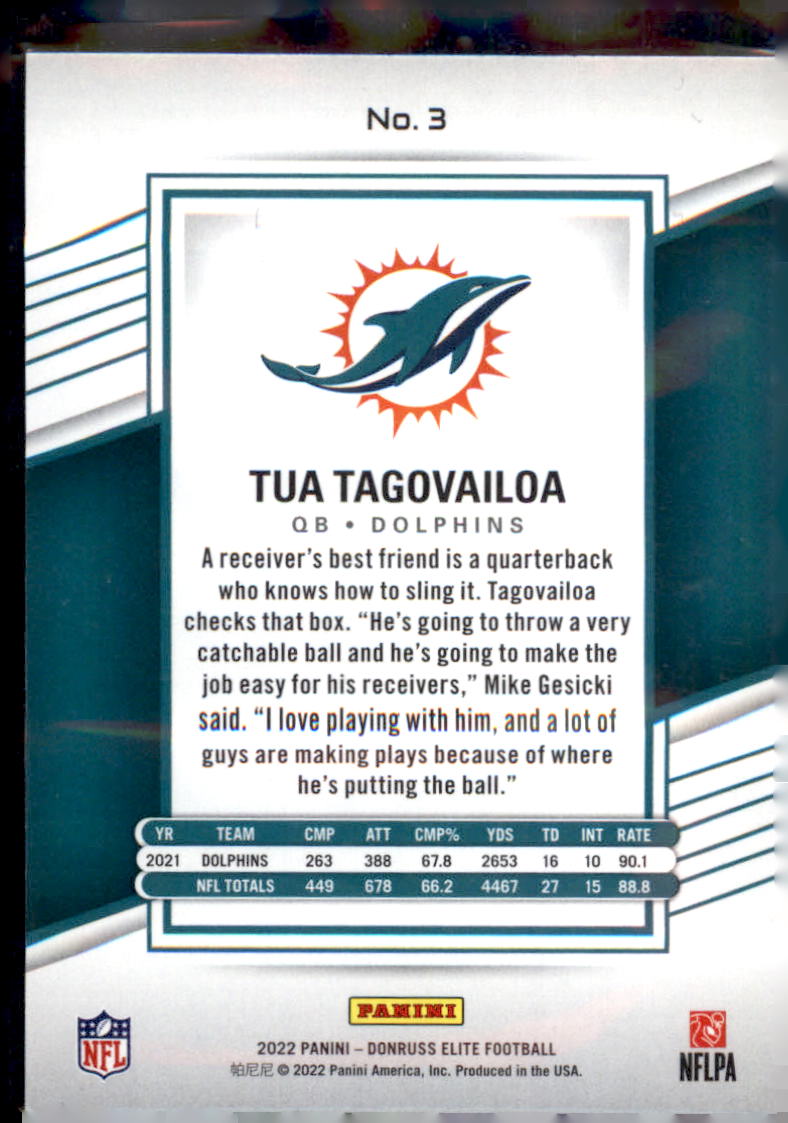 2022 Donruss Elite #3 Tua Tagovailoa