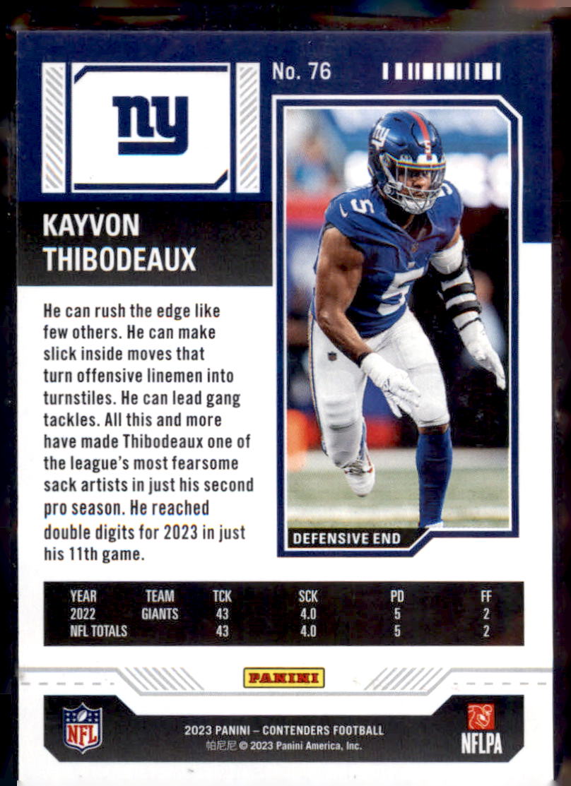 2023 Panini Contenders Season Ticket #76 Kayvon Thibodeaux
