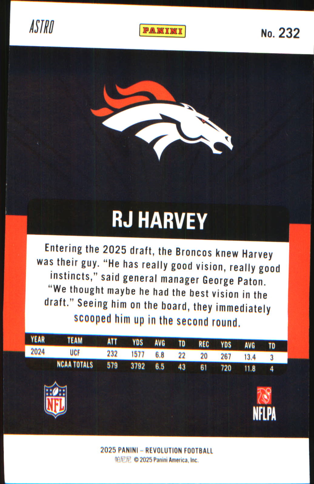 2025 Panini Revolution Red Astro #232 RJ Harvey