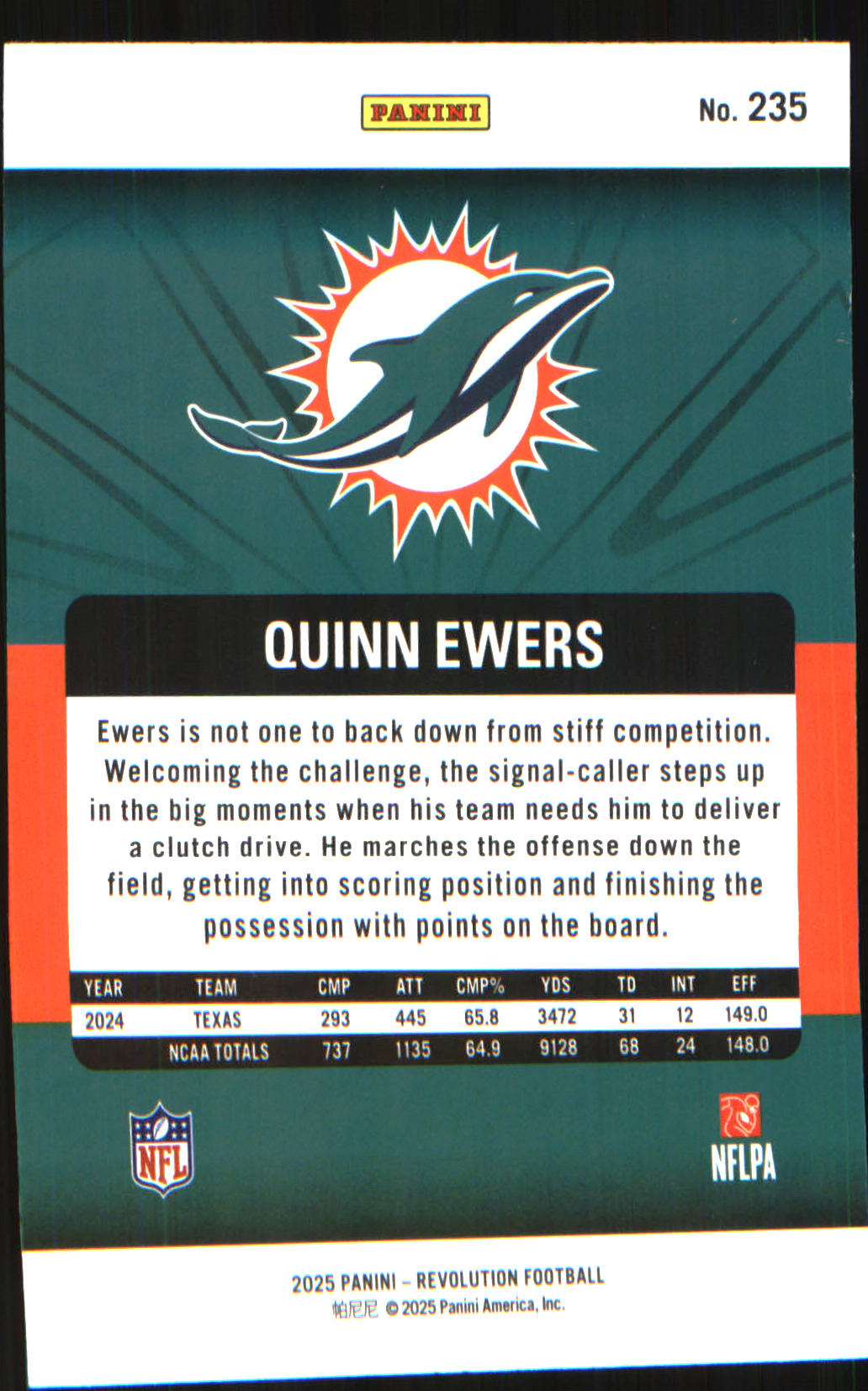 2025 Panini Revolution Red Storm #235 Quinn Ewers