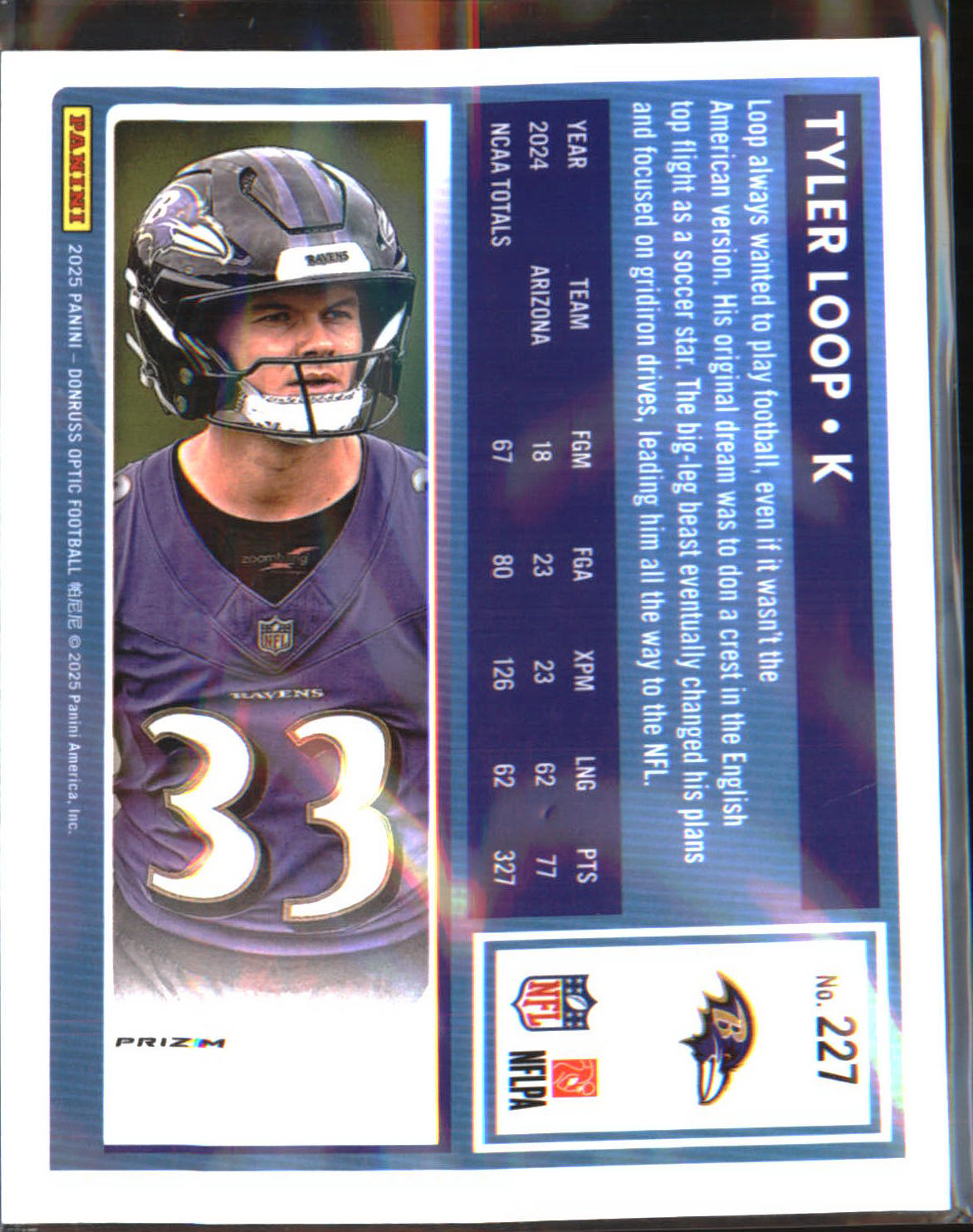 2025 Donruss Optic Blue Hyper #227 Tyler Loop Rookie RC