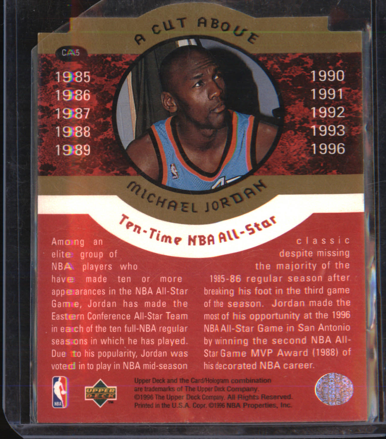 1996-97 Collector's Choice A Cut Above: The Jordan Years #CA5 Michael Jordan