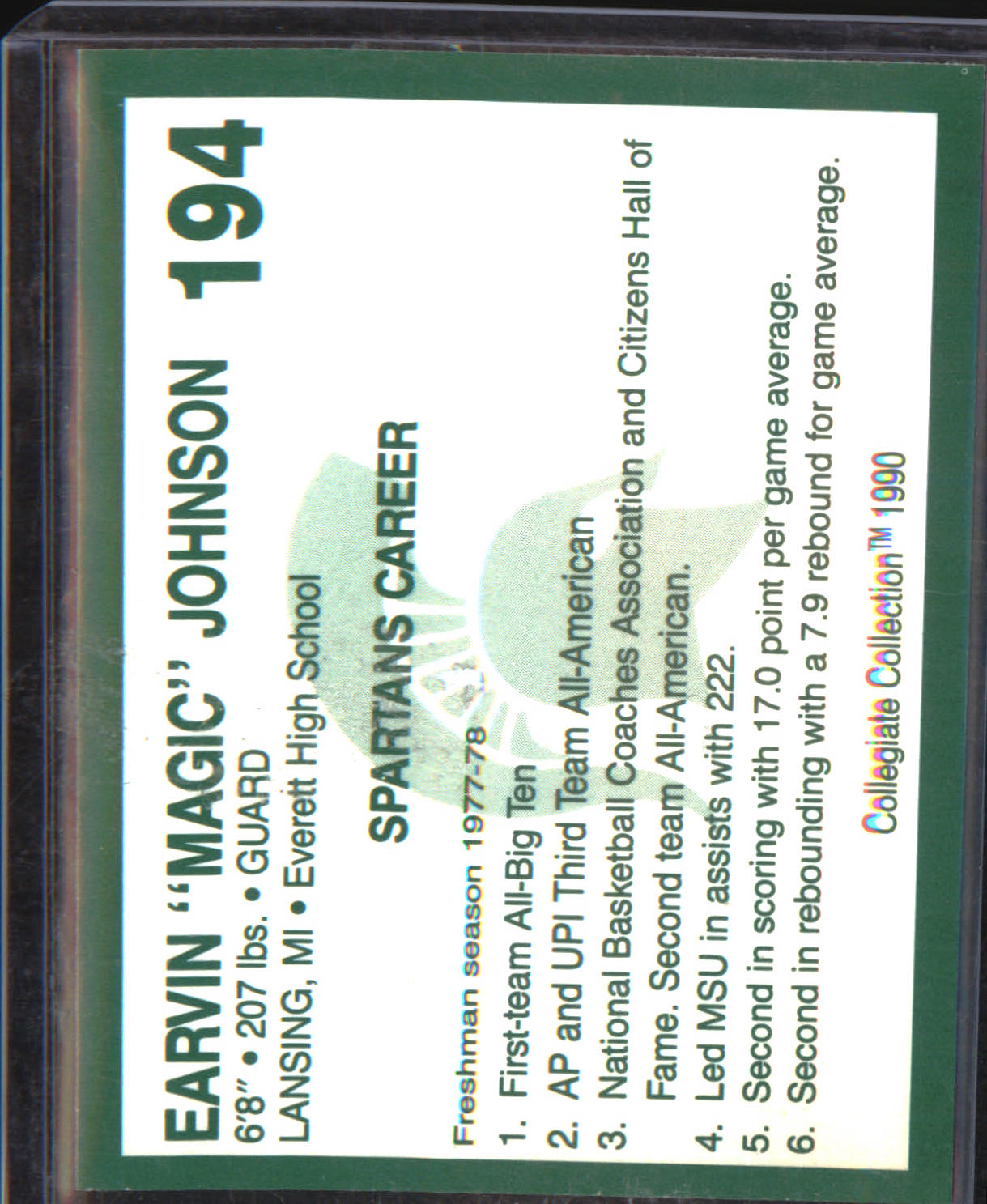 1990 Collegiate Collection Michigan State Spartans #194 Earvin "Magic" Johnson