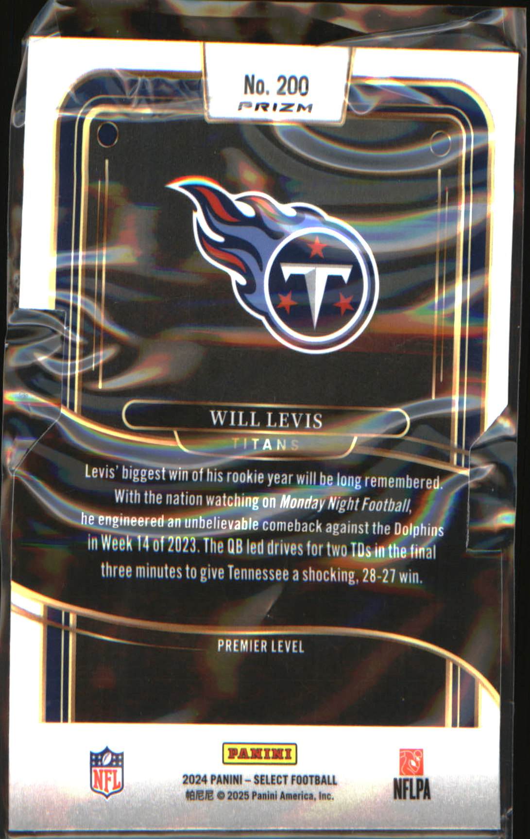 2024 Panini Select Silver Prizm #200 Will Levis