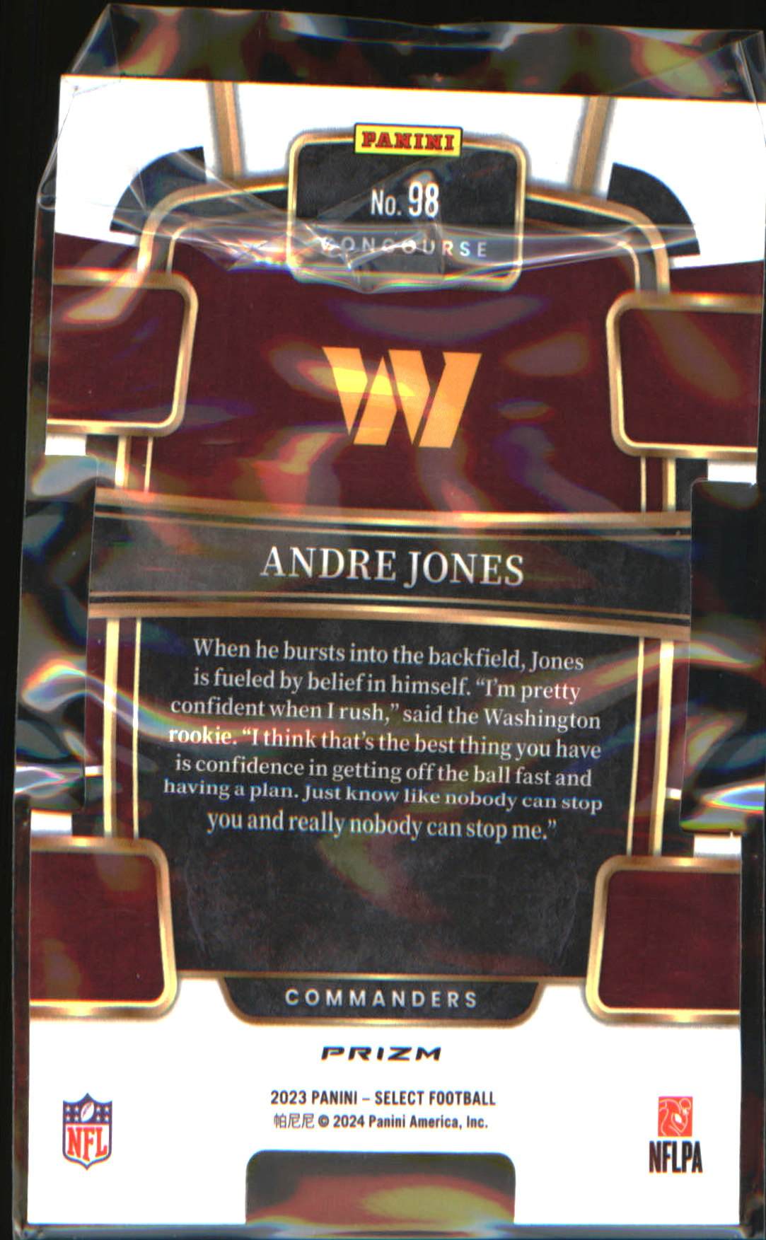2023 Panini Select Silver Prizms Die Cuts #98 Andre Jones