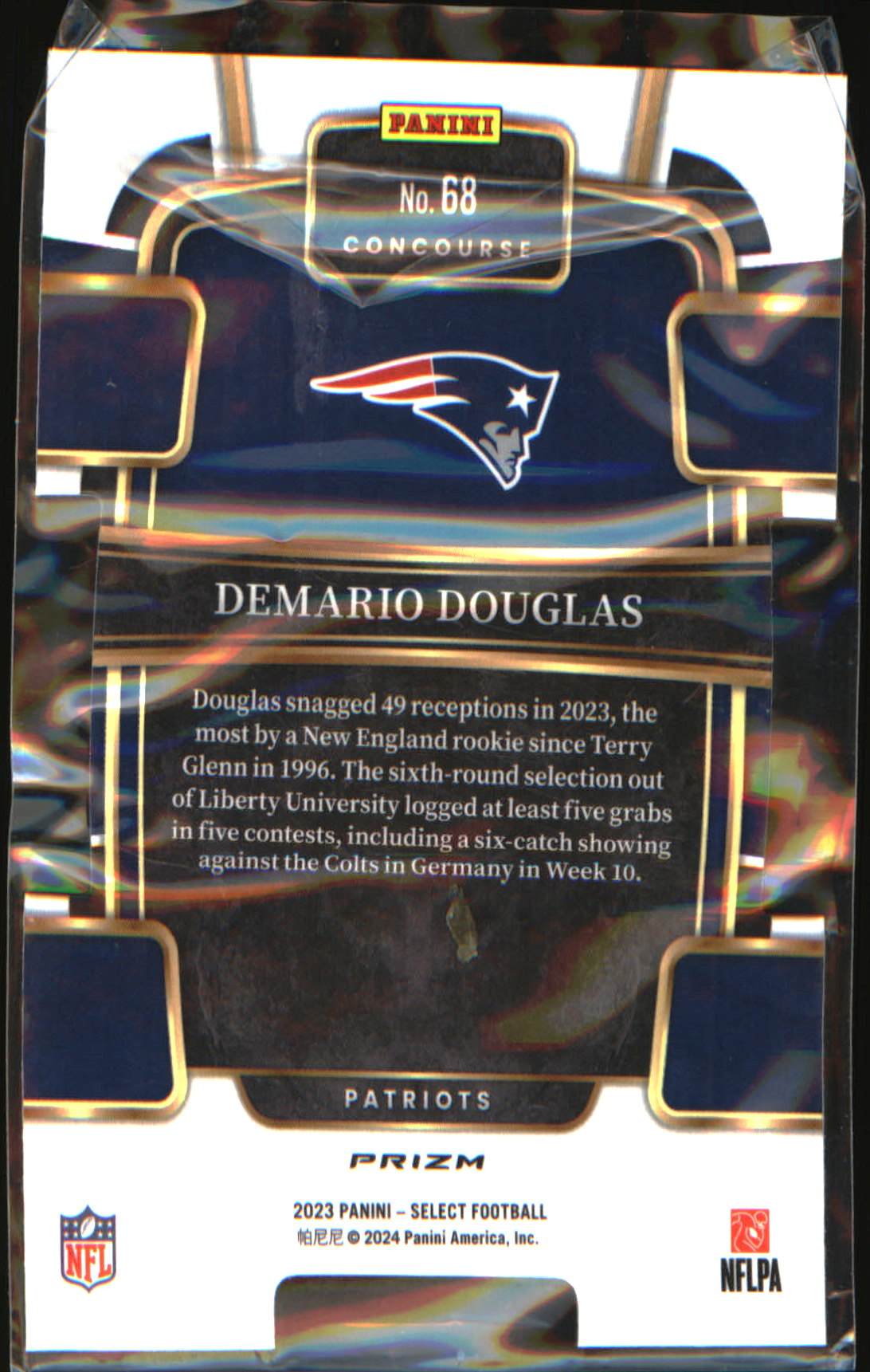 2023 Panini Select Black and Green Prizms Die Cuts #68 Demario Douglas Rookie RC