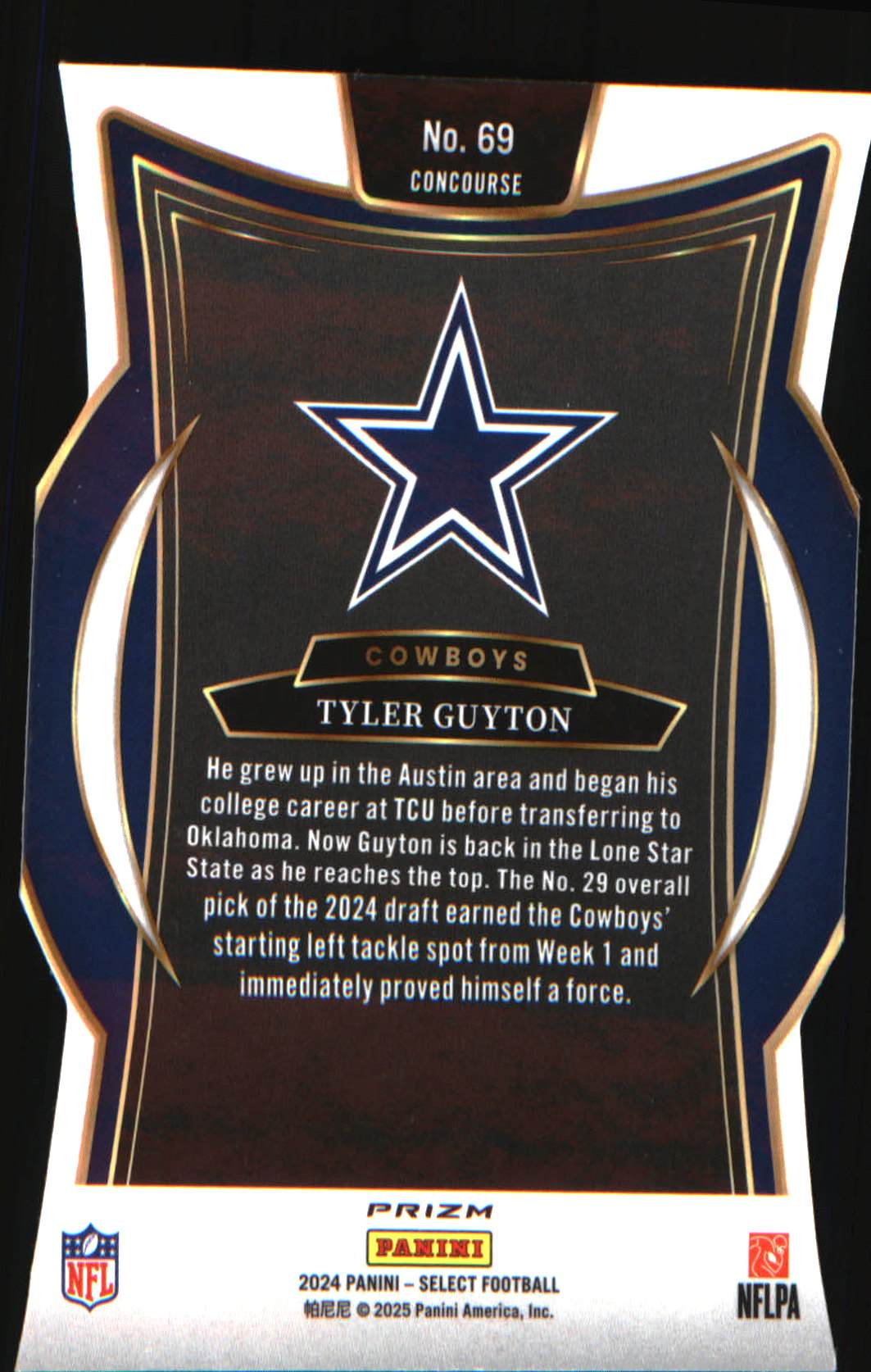 2024 Panini Select Silver Prizm Die Cut #69 Tyler Guyton Rookie RC