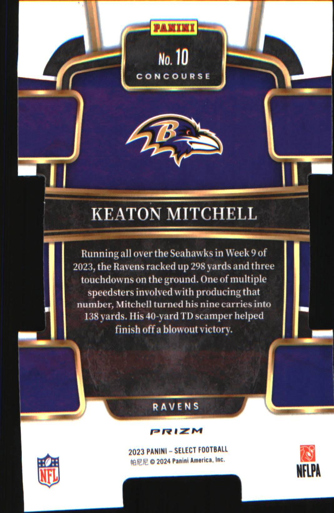 2023 Panini Select Black and Green Prizms Die Cuts #10 Keaton Mitchell Rookie RC