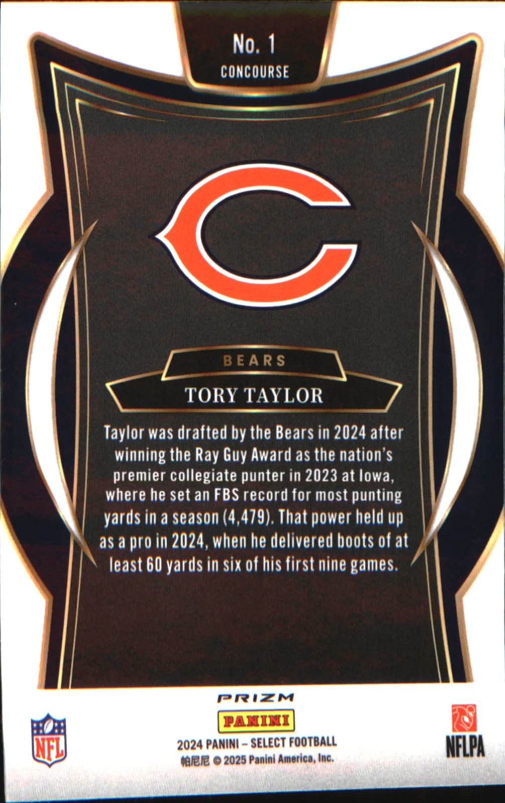 2024 Panini Select Green & Yellow Prizm Shock #1 Tory Taylor Rookie RC