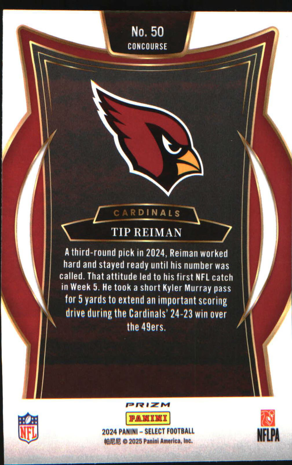2024 Panini Select Black & Gold Prizm Shock #50 Tip Reiman Rookie RC
