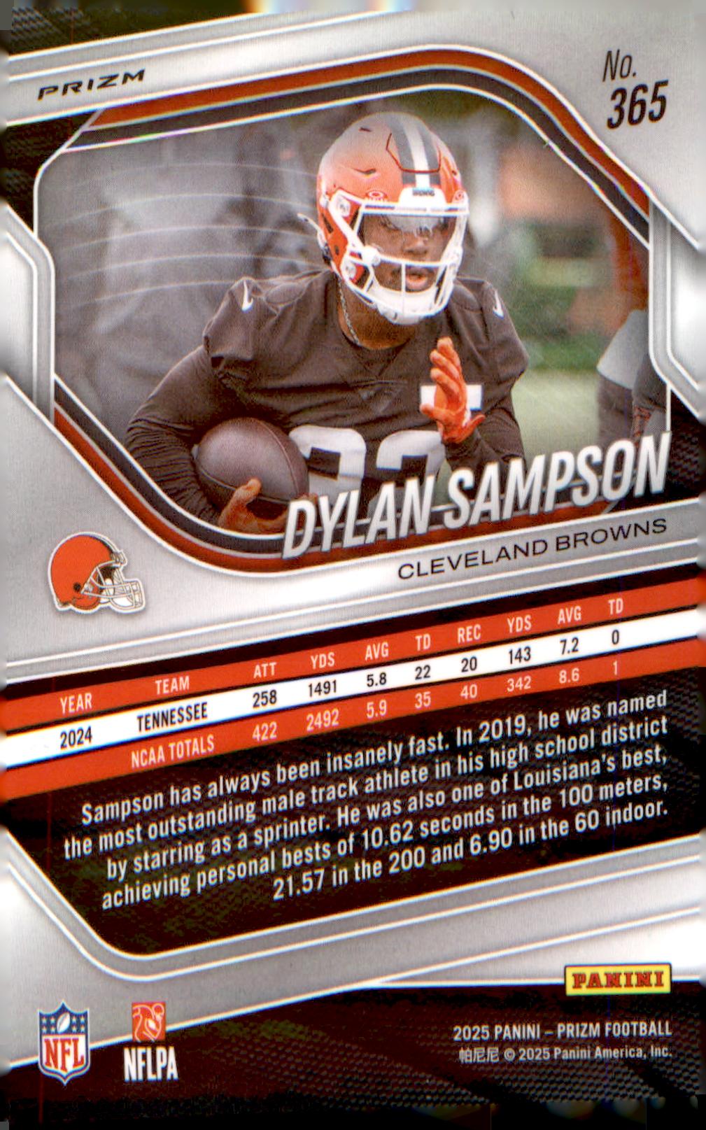 2025 Panini Prizm Neon Green Pulsar #365 Dylan Sampson