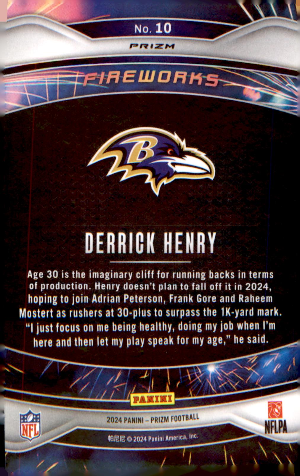 2024 Panini Prizm Fireworks Green Prizm #10 Derrick Henry
