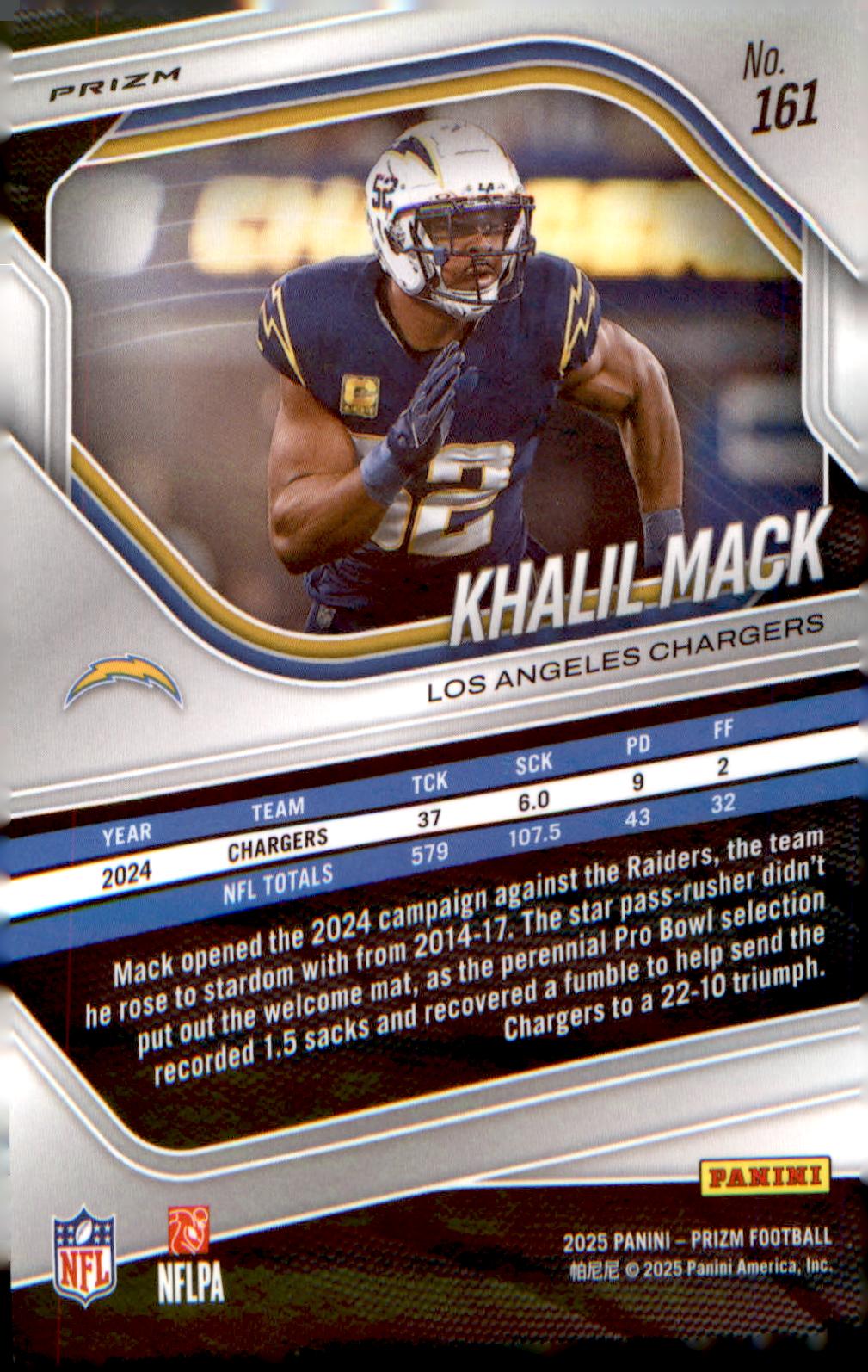 2025 Panini Prizm Green Wave #161 Khalil Mack