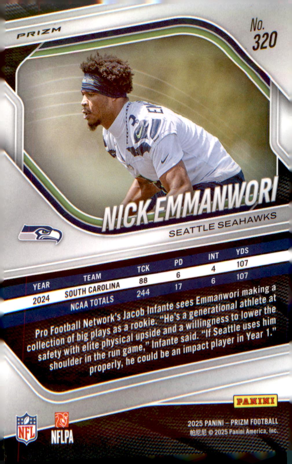 2025 Panini Prizm Green Wave #320 Nick Emmanwori Rookie RC