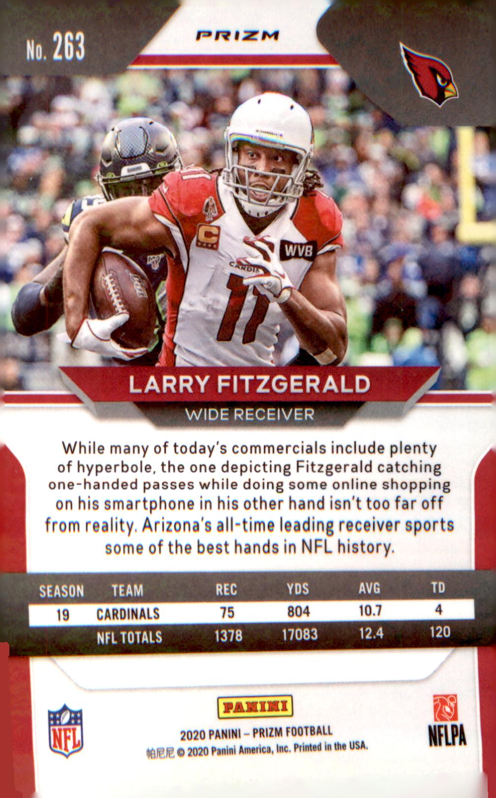 2020 Panini Prizm Prizm Red White and Blue #263 Larry Fitzgerald