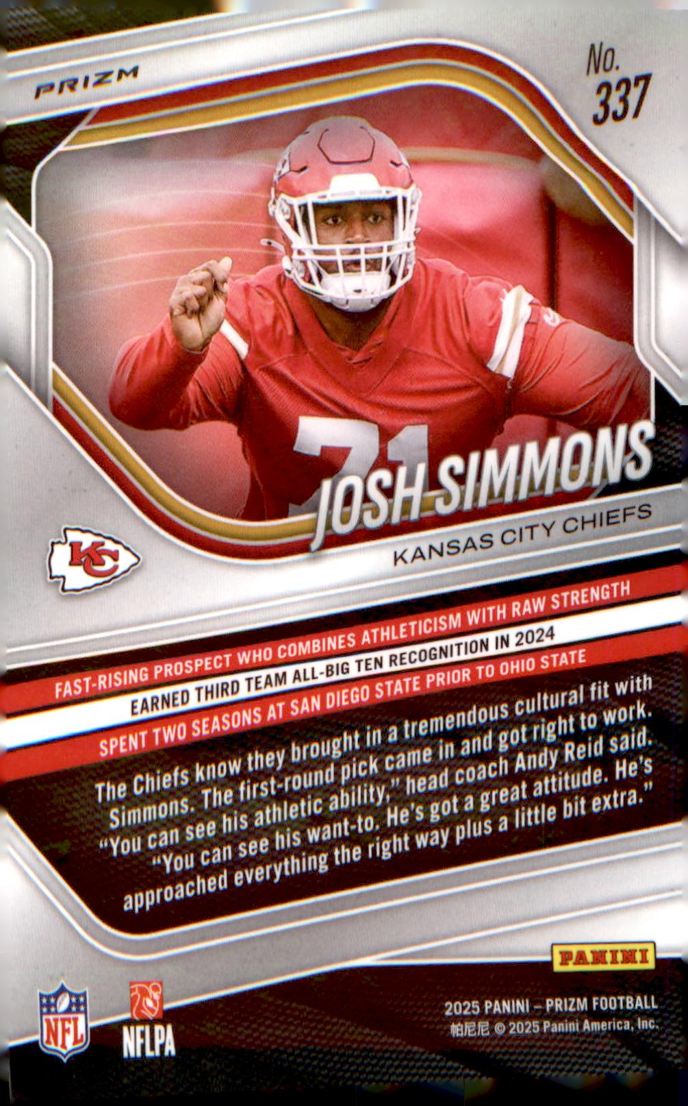 2025 Panini Prizm Silver #337 Josh Simmons