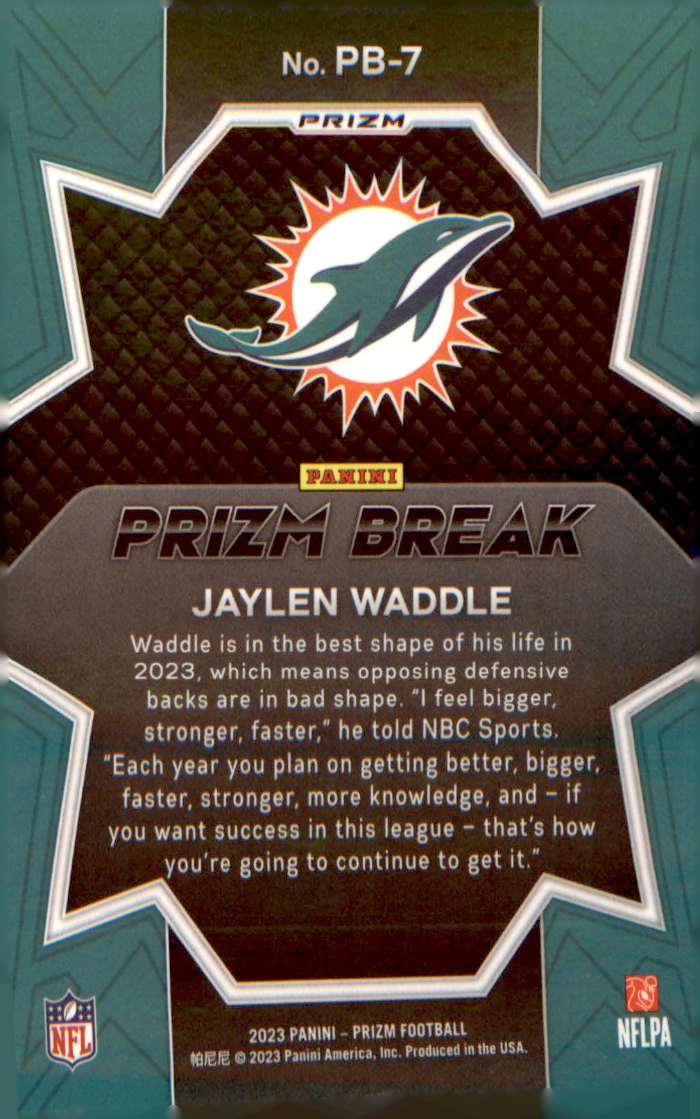 2023 Panini Prizm Prizm Break Prizms Green #PB-7 Jaylen Waddle
