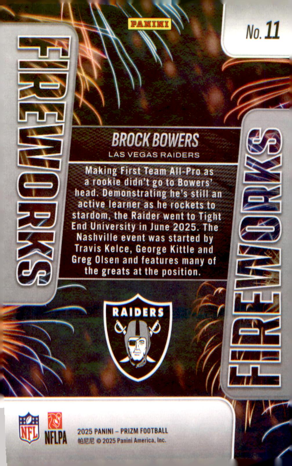 2025 Panini Prizm Fireworks #11 Brock Bowers