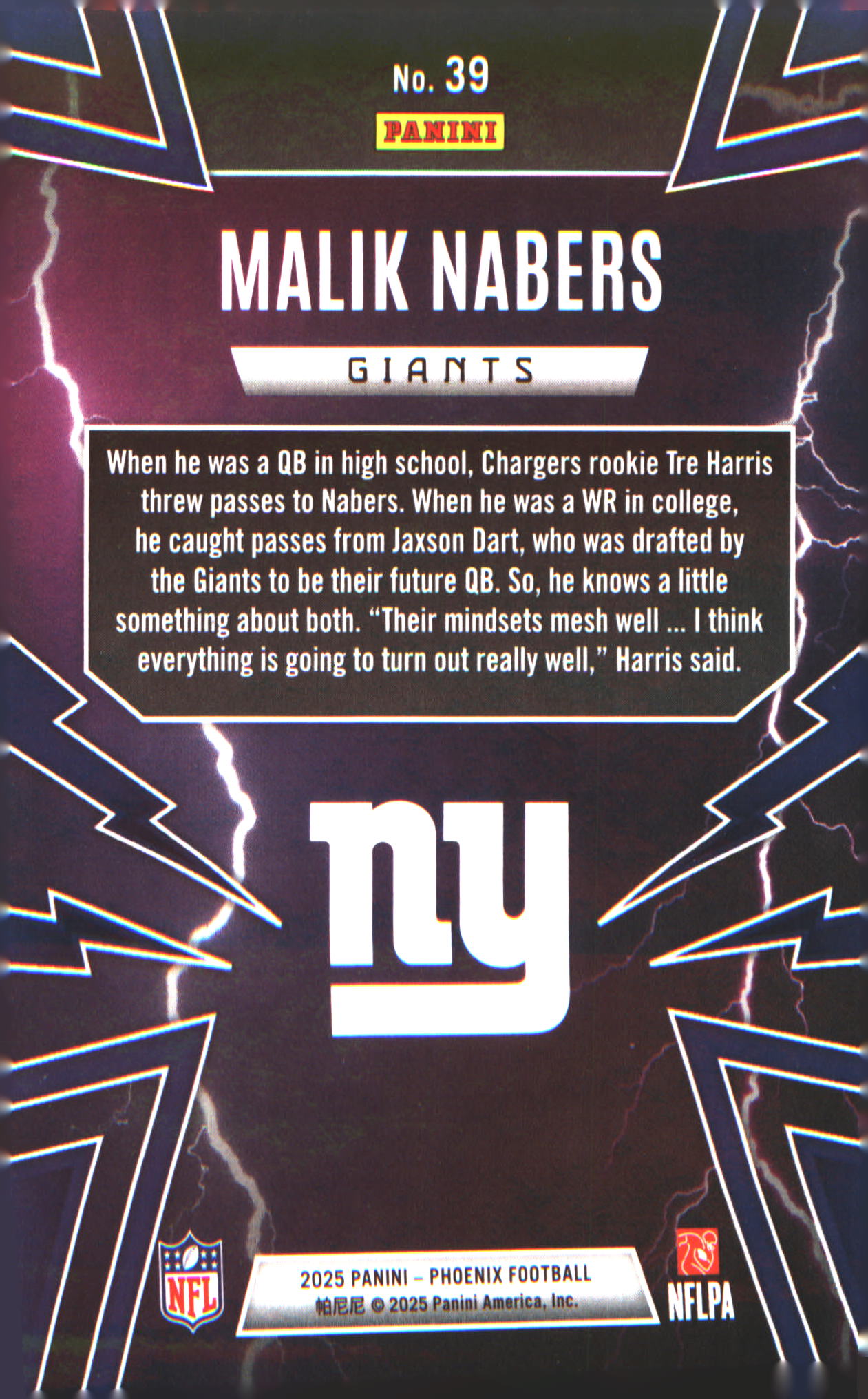 2025 Panini Phoenix Thunderbirds #39 Malik Nabers