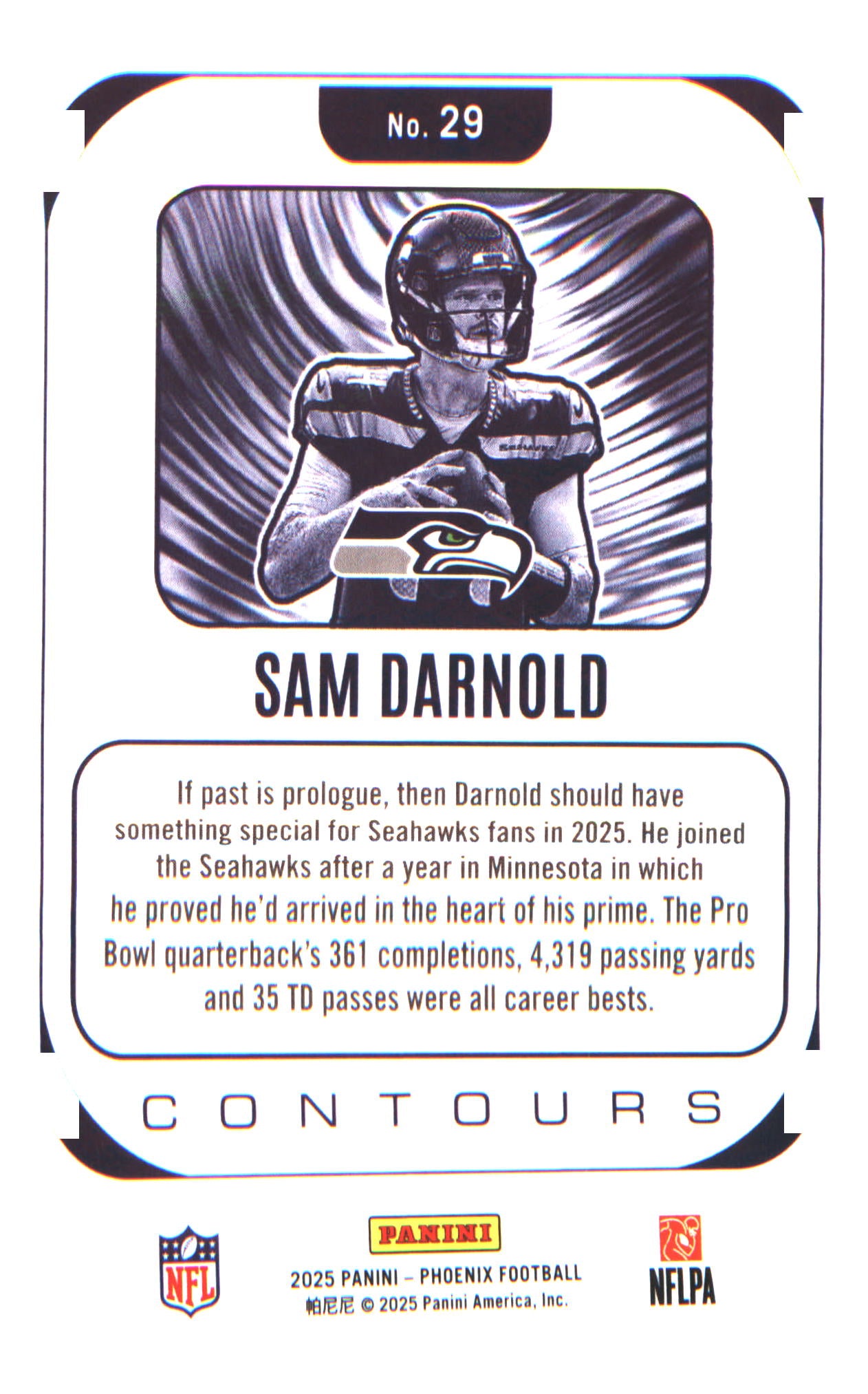 2025 Panini Phoenix Contours #29 Sam Darnold
