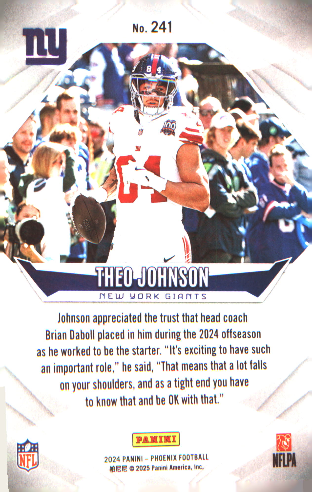 2024 Panini Phoenix #241 Theo Johnson Rookie RC