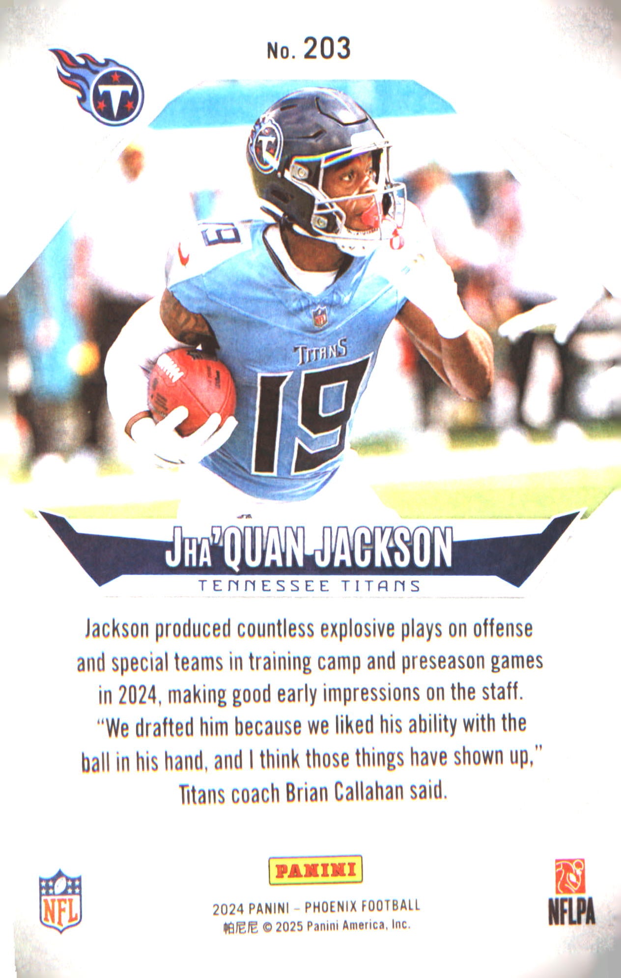 2024 Panini Phoenix Blue Fade #203 Jha'Quan Jackson Rookie SN,RC #/249