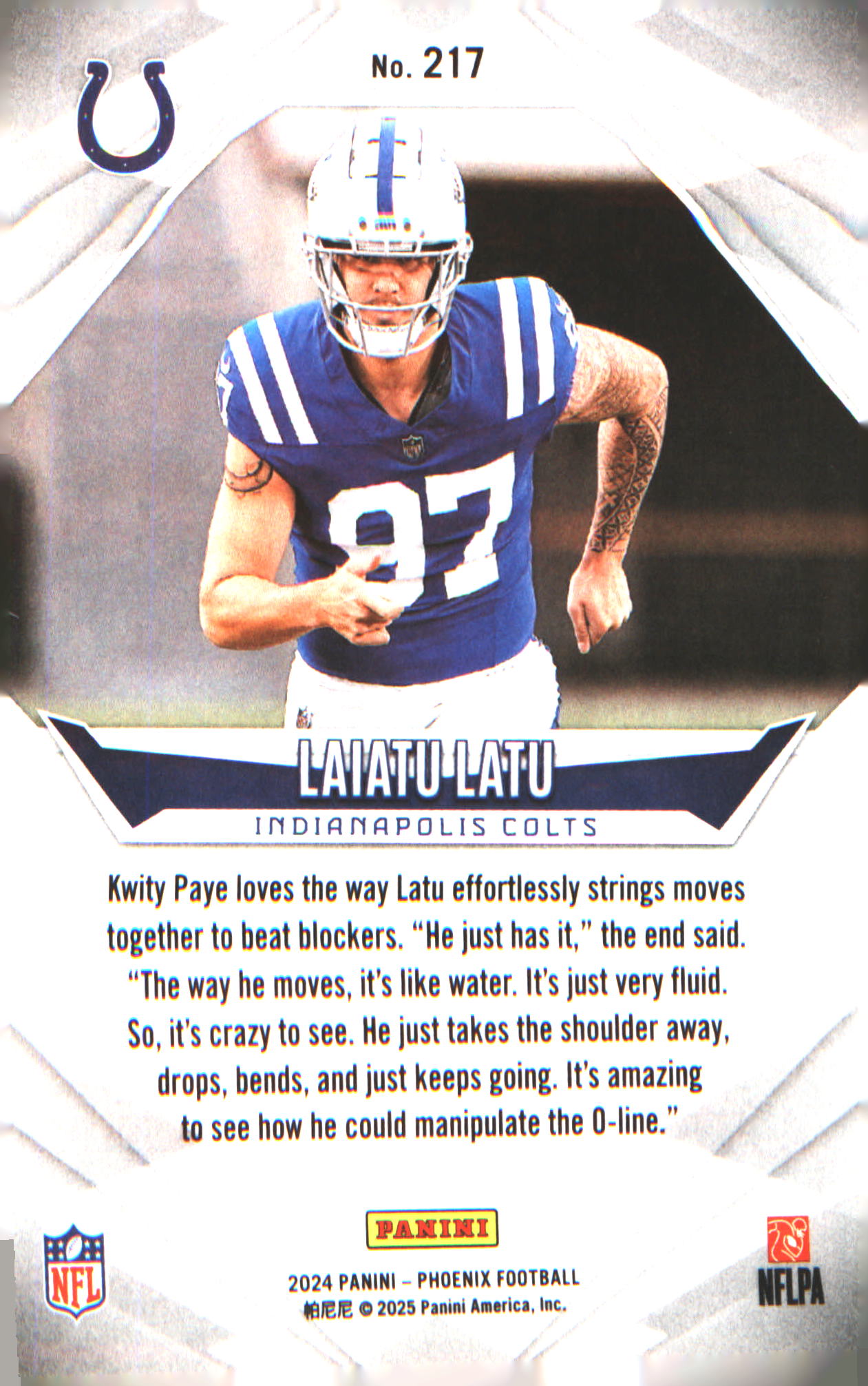 2024 Panini Phoenix #217 Laiatu Latu Rookie RC