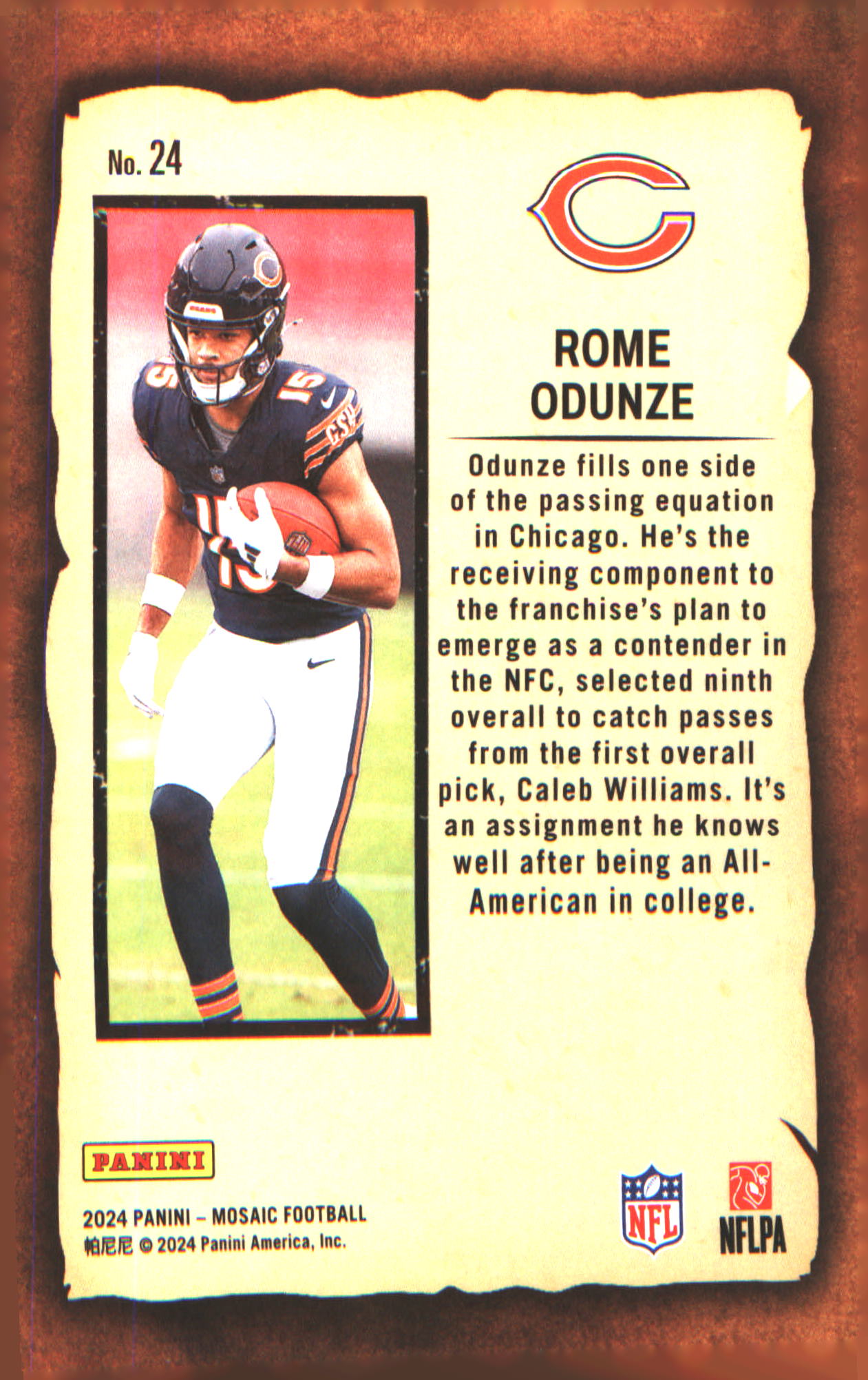 2024 Panini Mosaic Notoriety #24 Rome Odunze