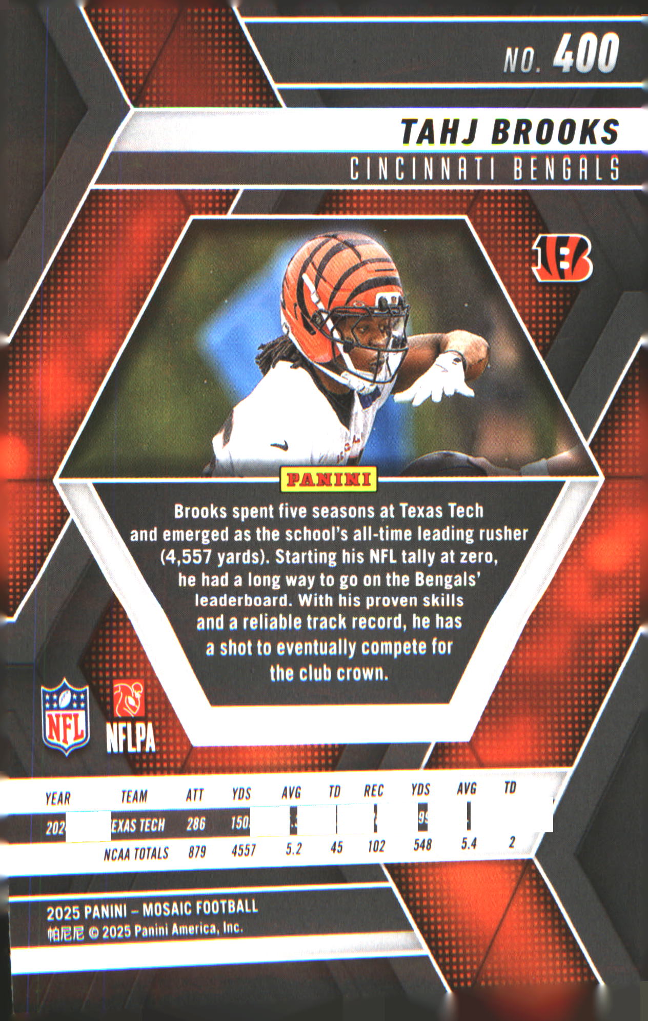2025 Panini Mosaic #400 Tahj Brooks Rookie RC