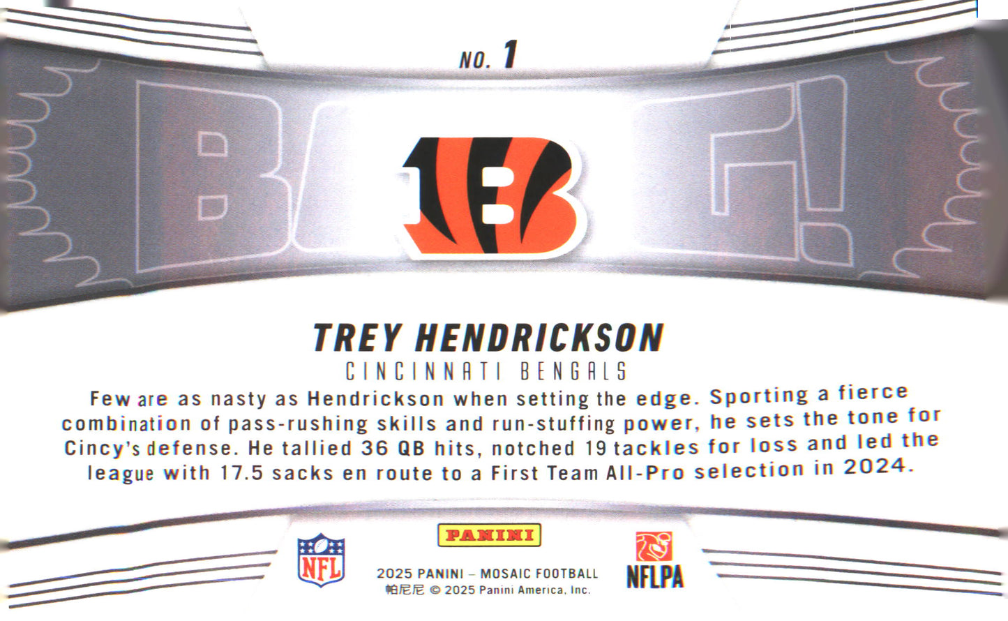 2025 Panini Mosaic Bang! #1 Trey Hendrickson