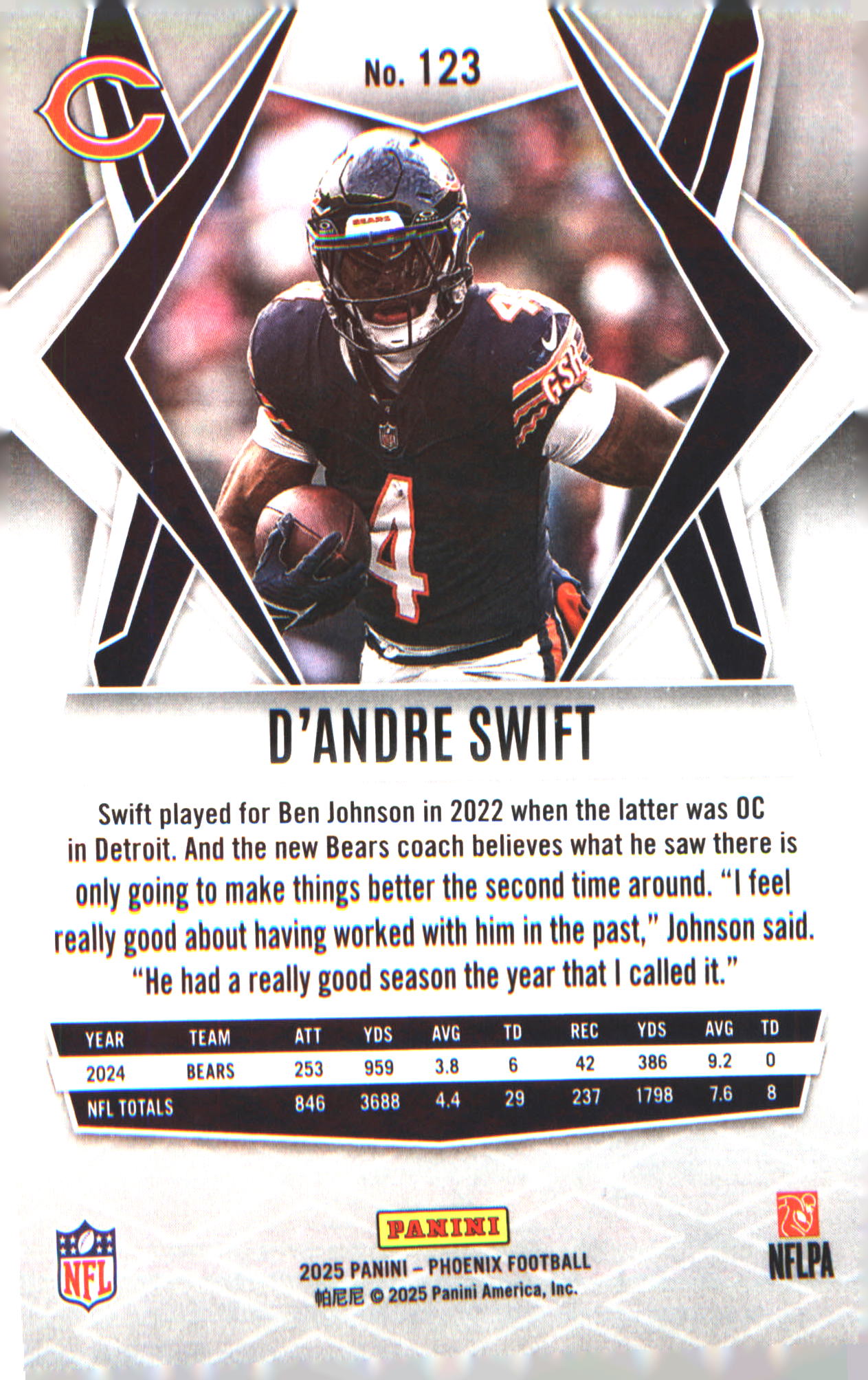 2025 Panini Phoenix #123 D'Andre Swift