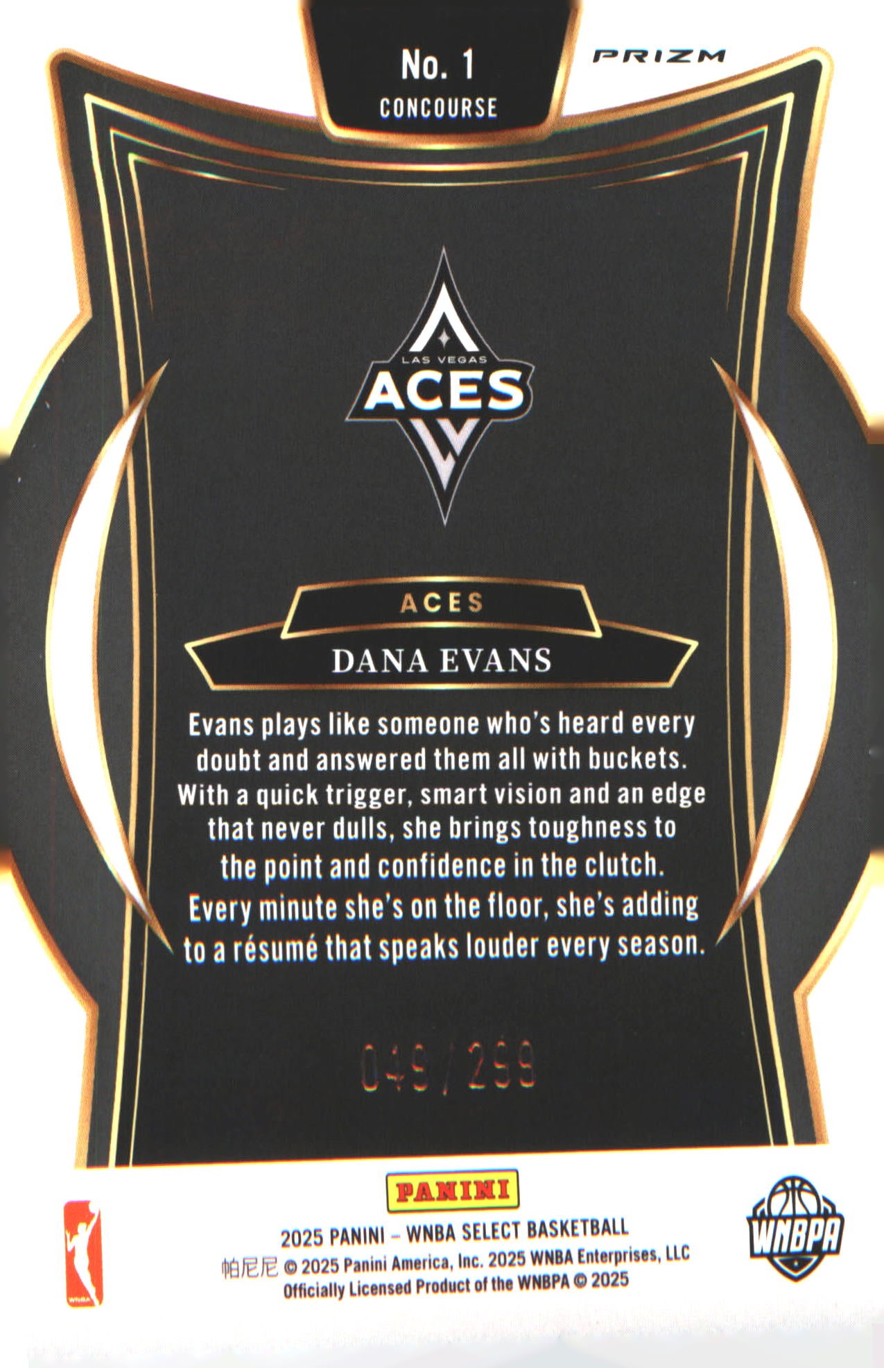 2025 Panini WNBA Select Red Cracked Ice #1 Dana Evans SN/299