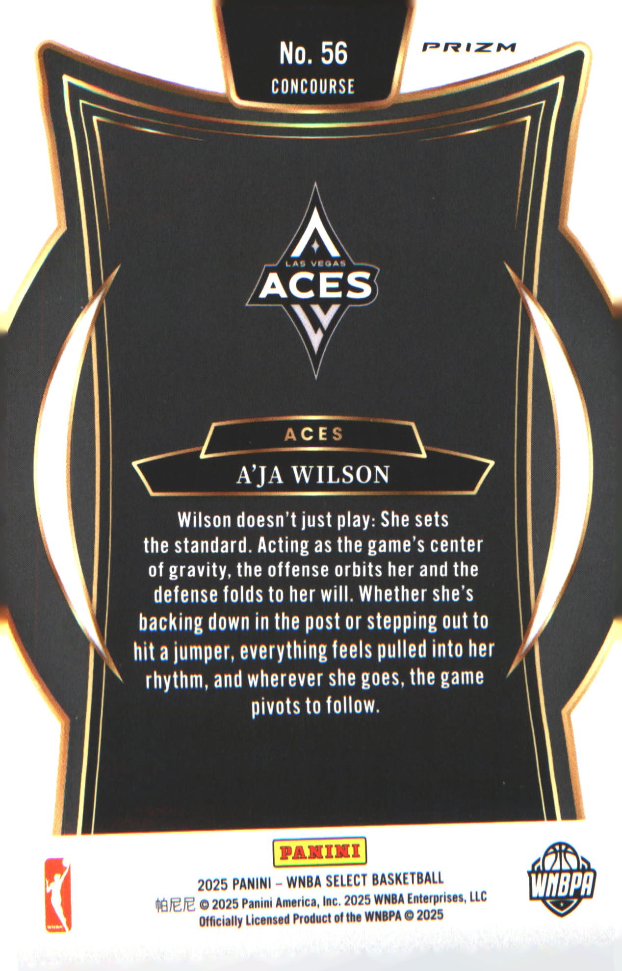 2025 Panini Select WNBA Silver Prizms #56 A'ja Wilson