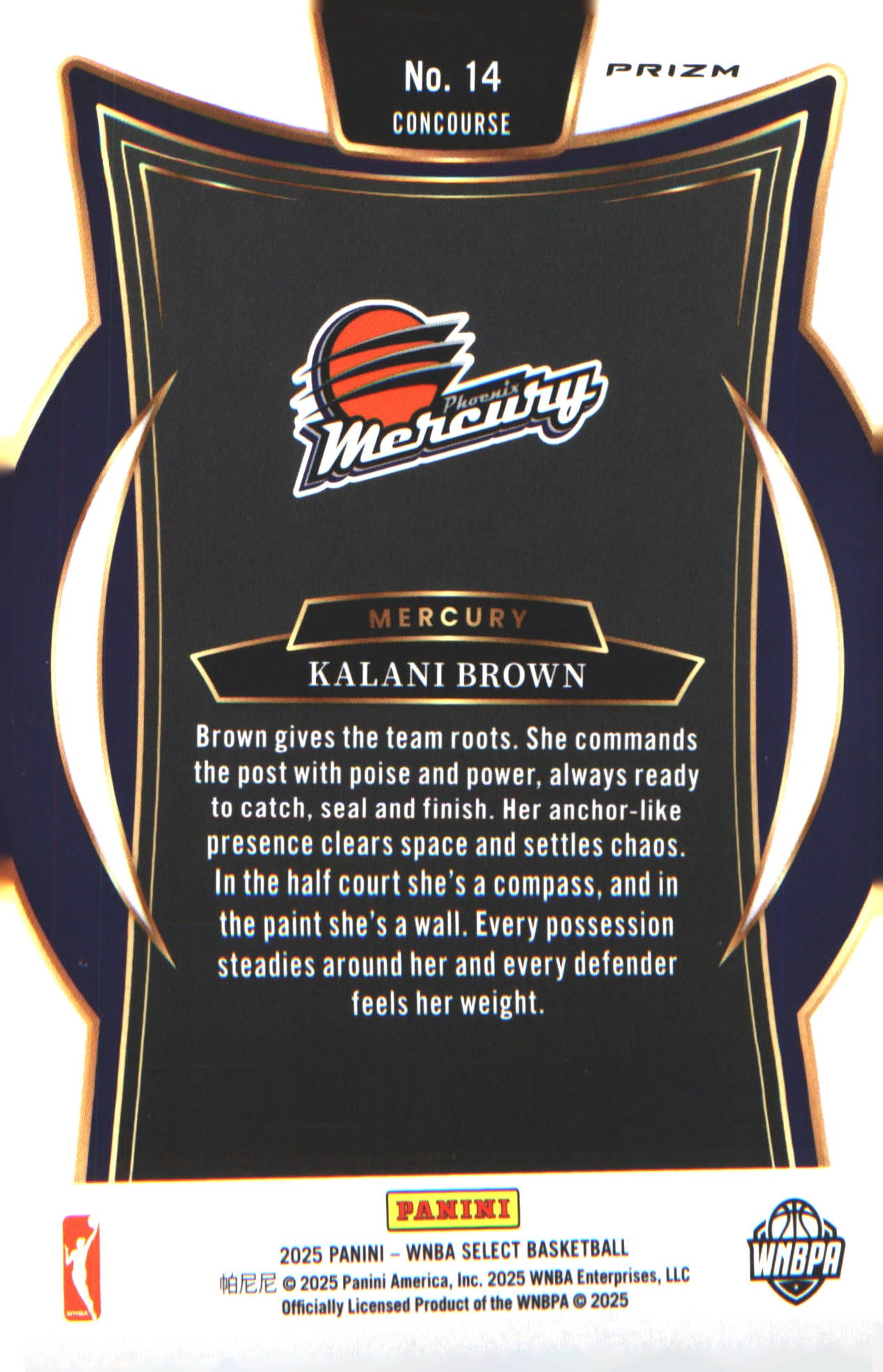 2025 Panini Select WNBA Silver Prizms #14 Kalani Brown