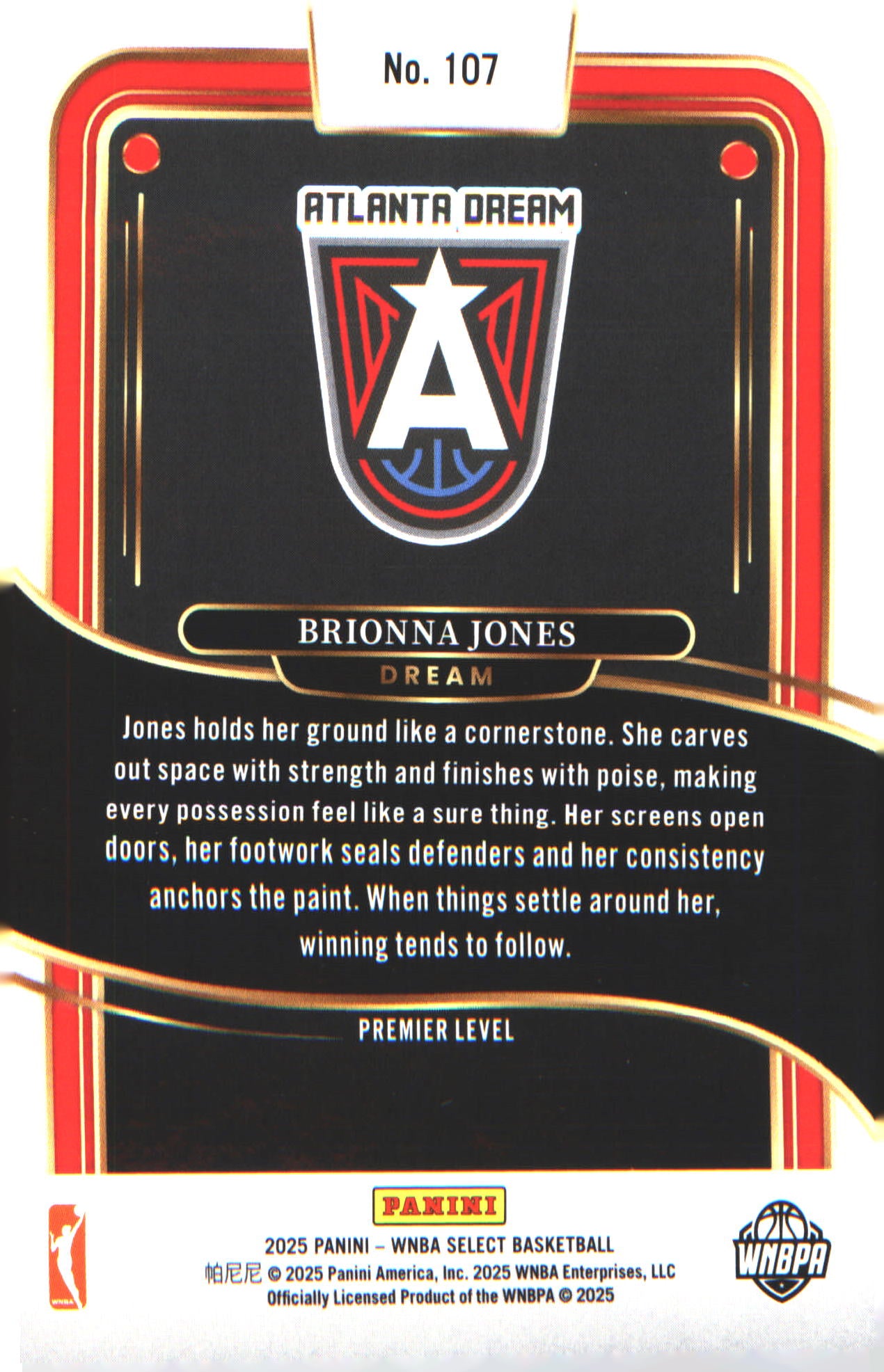2025 Panini Select WNBA #107 Premier Level Brionna Jones